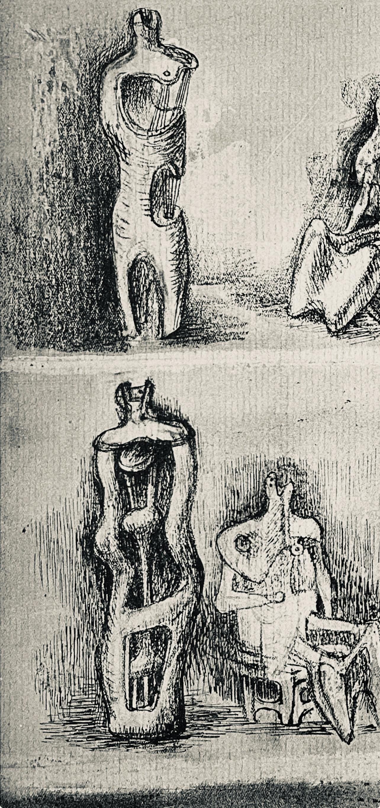 Henry Moore, Standing And Seated Figures, The Drawings Of Henry Moore, Lithograph