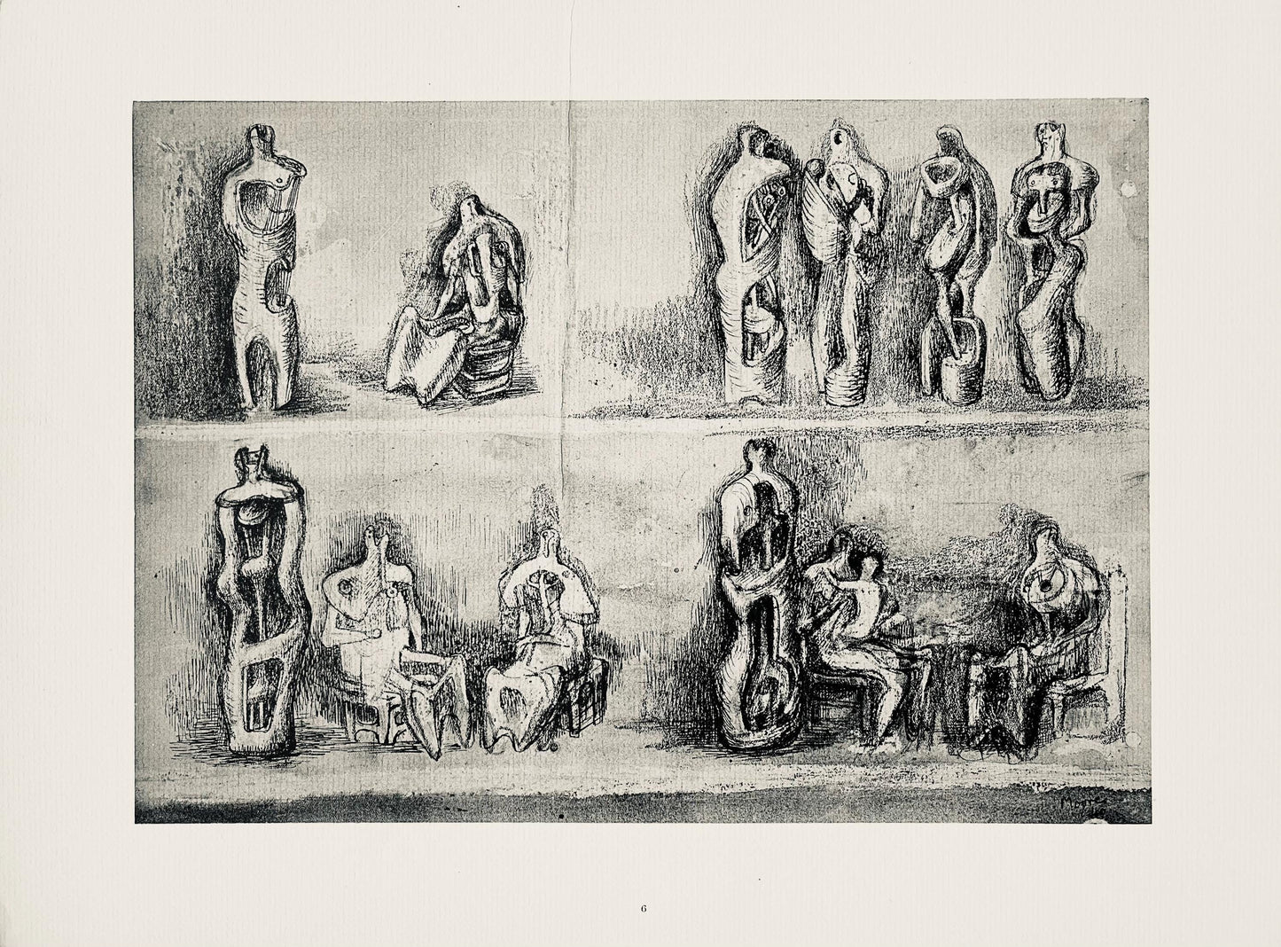 Henry Moore, Standing And Seated Figures, The Drawings Of Henry Moore, Lithograph