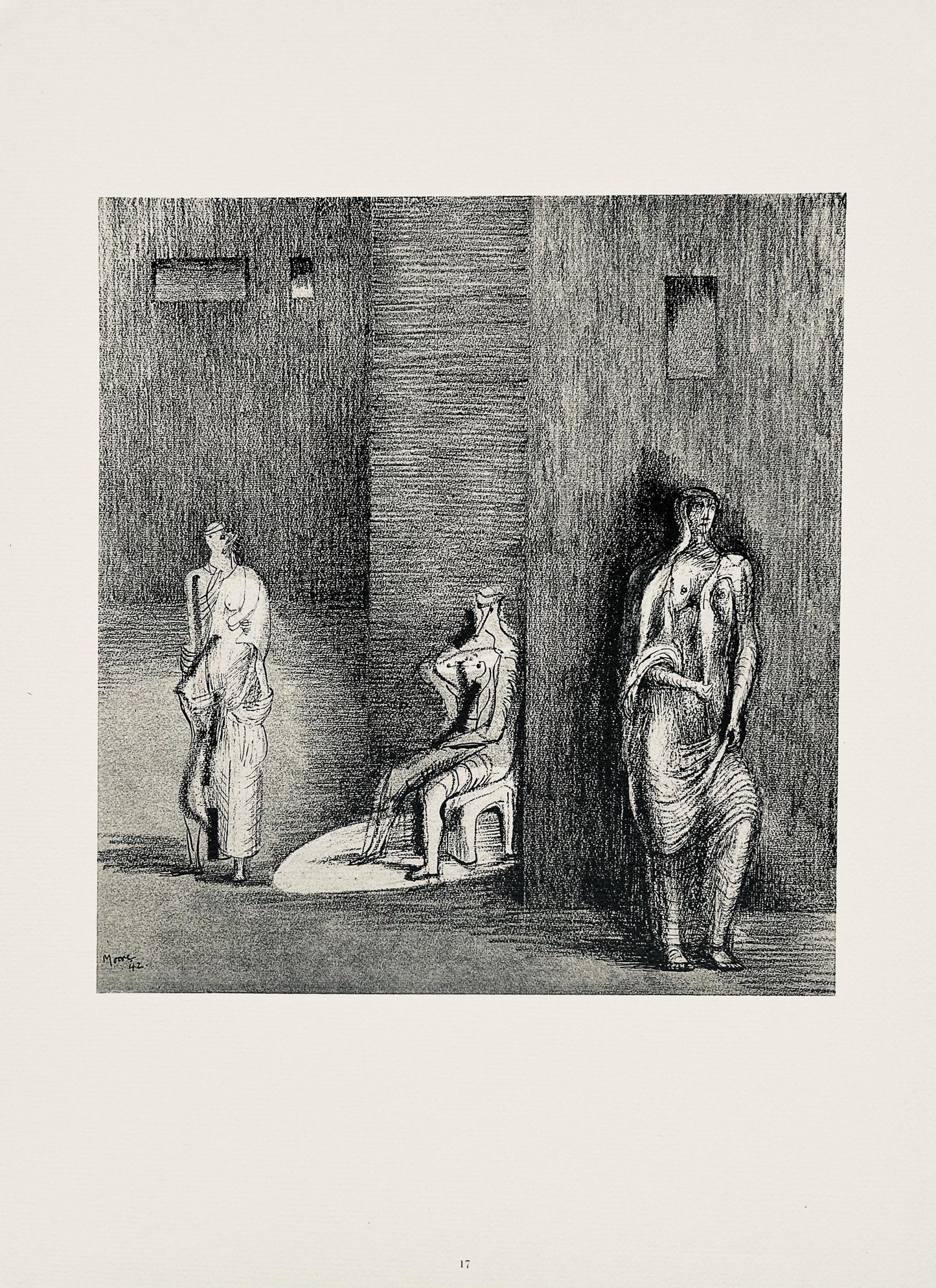 Henry Moore, Three Figures In A Setting, The Drawings Of Henry Moore, Lithograph