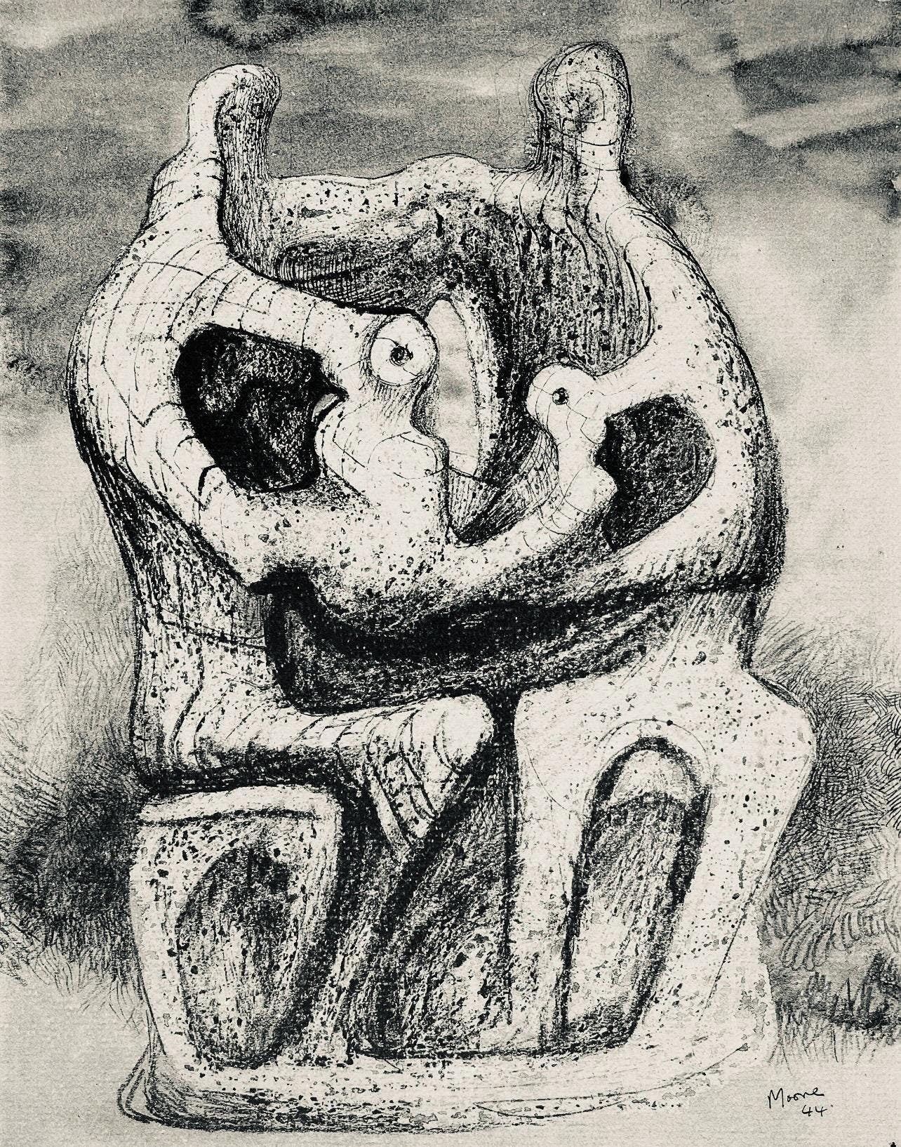 Henry Moore, Family Group, The Drawings Of Henry Moore, Lithograph