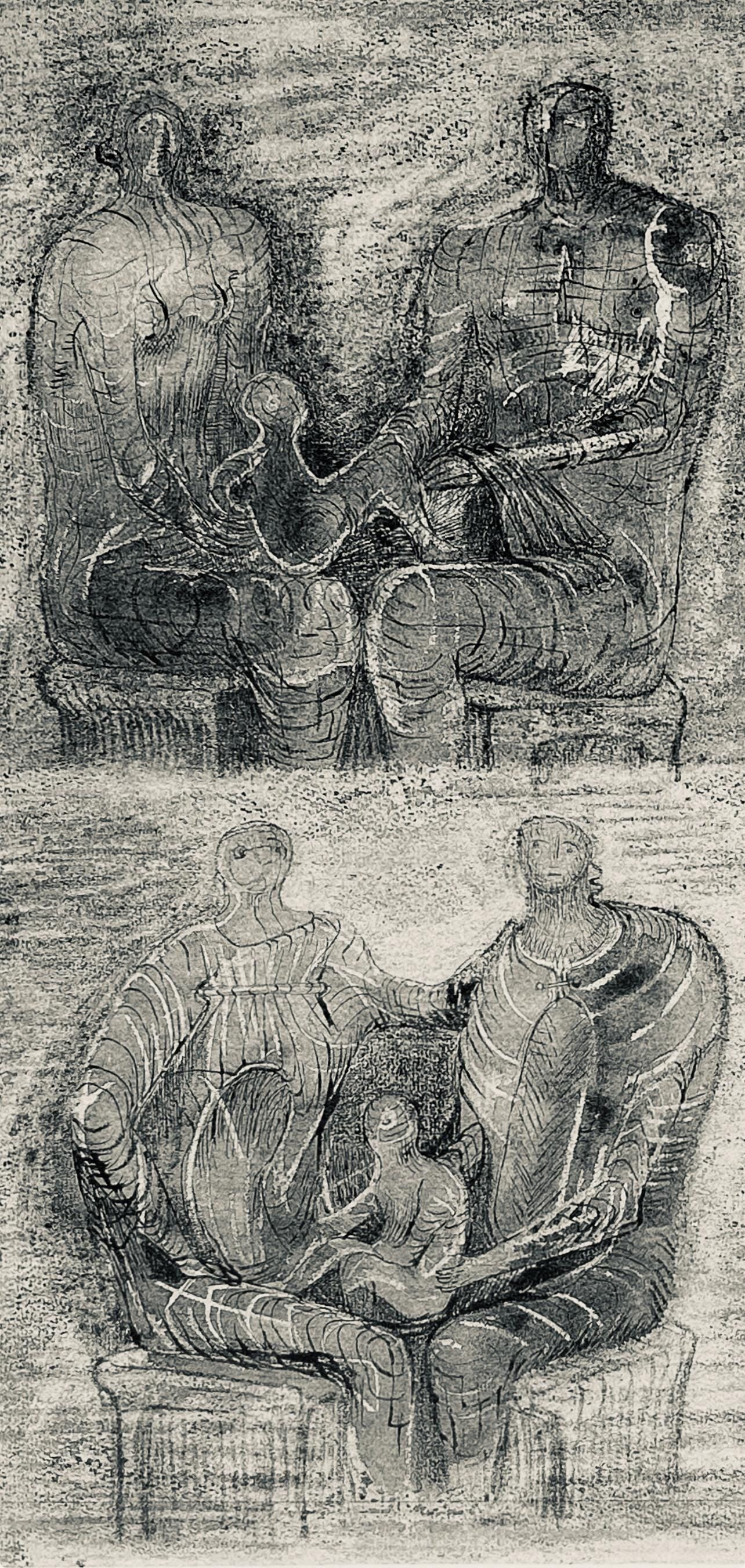 Henry Moore, Studies For Family Group, The Drawings Of Henry Moore, Lithograph