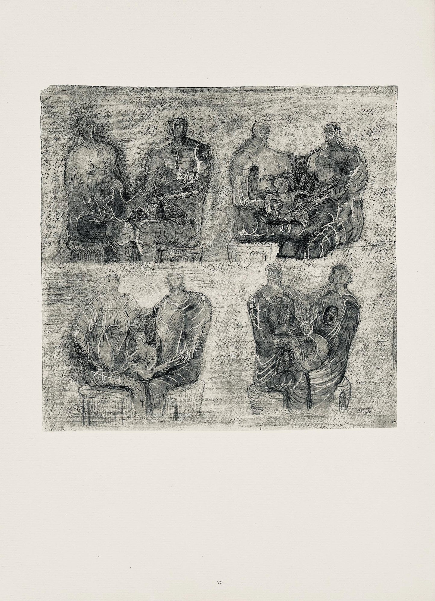 Henry Moore, Studies For Family Group, The Drawings Of Henry Moore, Lithograph