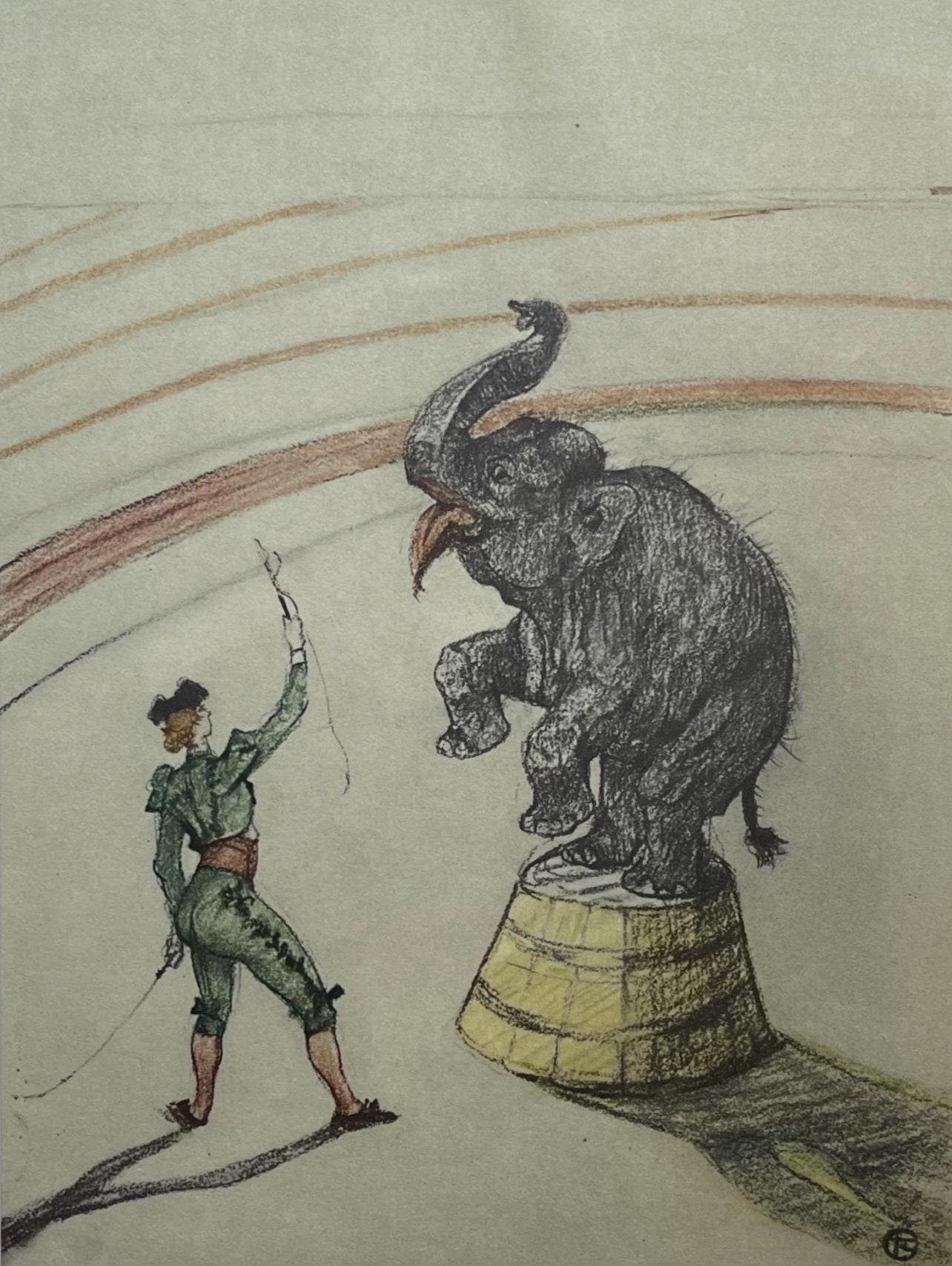 Henri De Toulouse-Lautrec, Performing Elephant, Henri De Toulouse-Lautrec, At The Circus, Lithograph