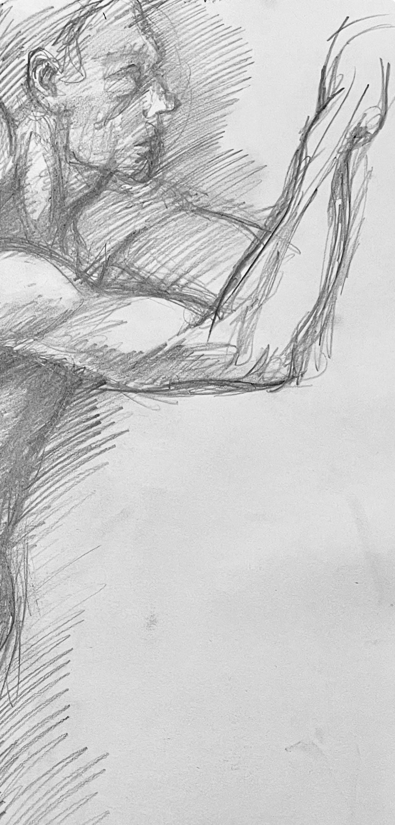 Ian Hornak, Renaissance Male Nude Figure Study, 1963, Original Drawing