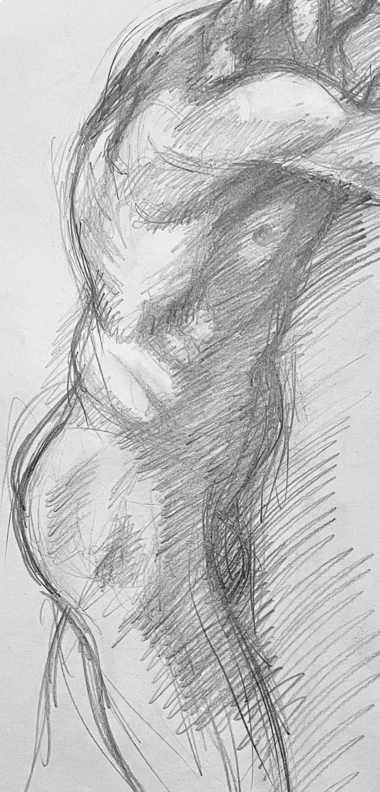 Ian Hornak, Renaissance Male Nude Figure Study, 1963, Original Drawing
