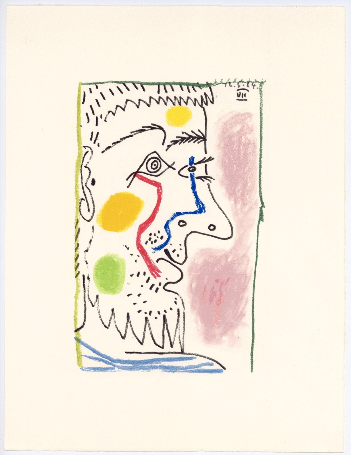 Pablo Picasso, Composition, Le Got Du Bonheur (Cramer 148; Bloch 2013), Mixed Media Lithograph