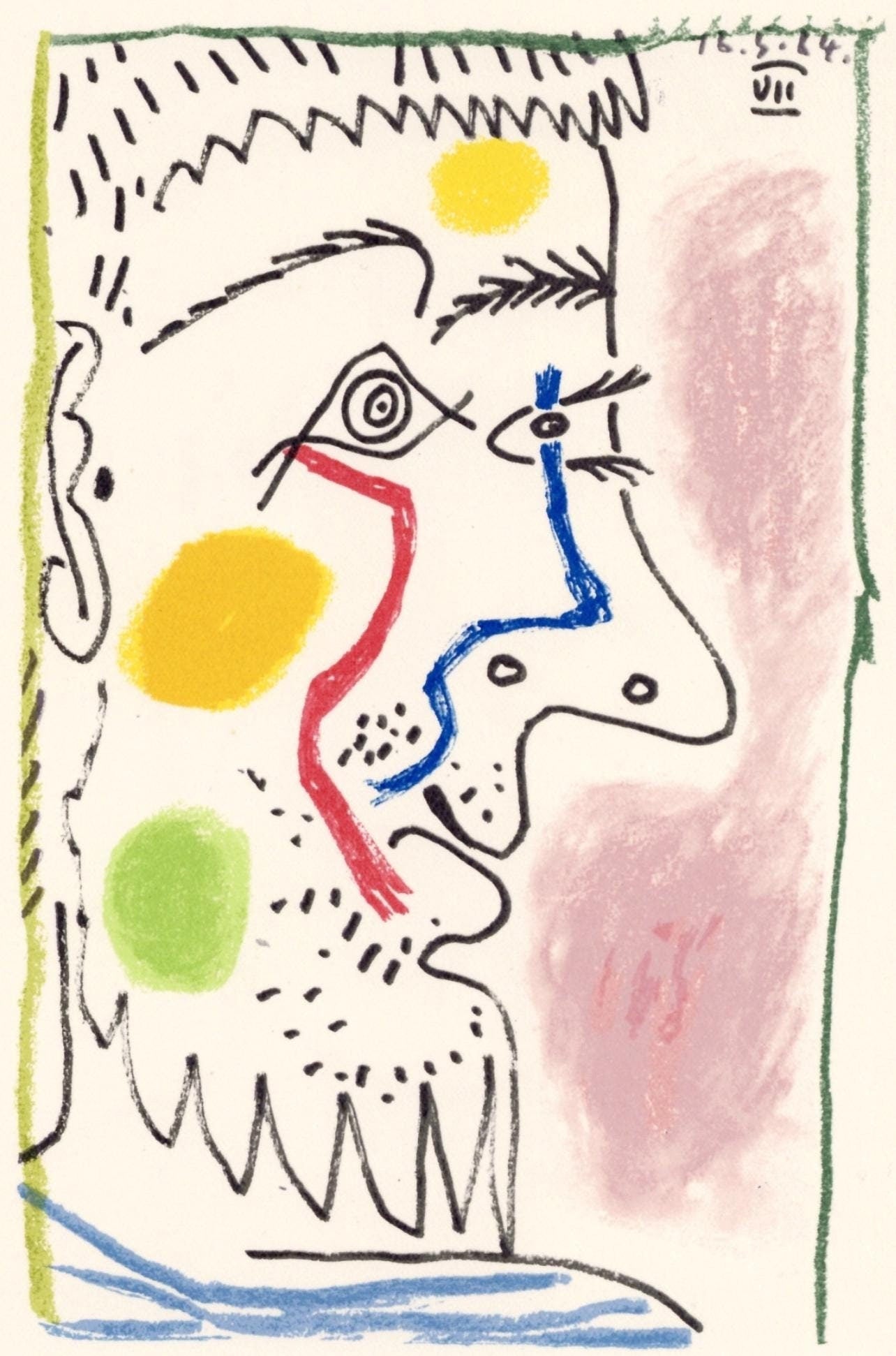 Pablo Picasso, Composition, Le Got Du Bonheur (Cramer 148; Bloch 2013), Mixed Media Lithograph