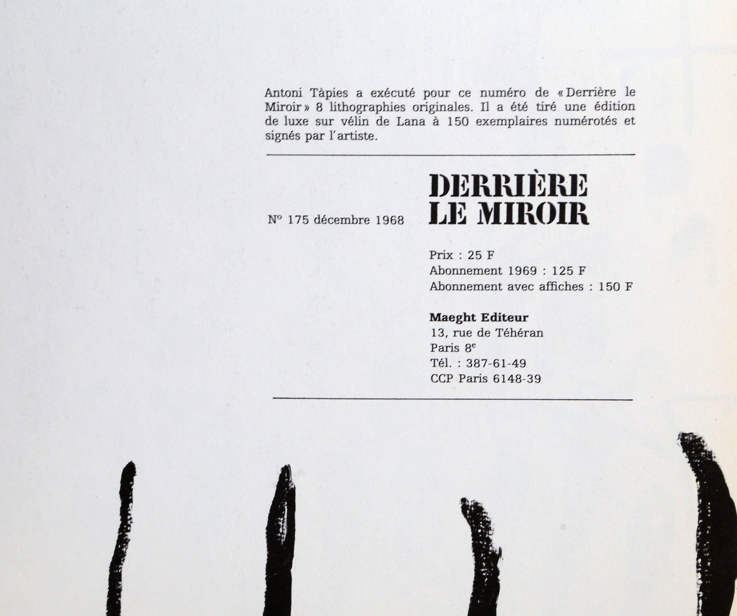 Antoni Tpies, Composition, Derrire Le Miroir, Lithograph