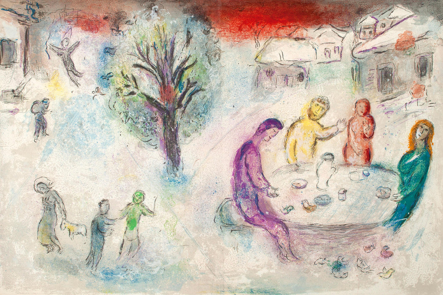 Marc Chagall, Le Repas Chez Dryas, Daphnis Et Chlo, Hliogravure