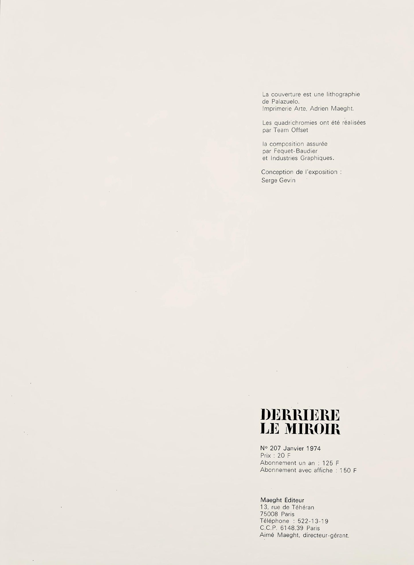Geer Van Velde, Composition, Derrire Le Miroir, Lithograph