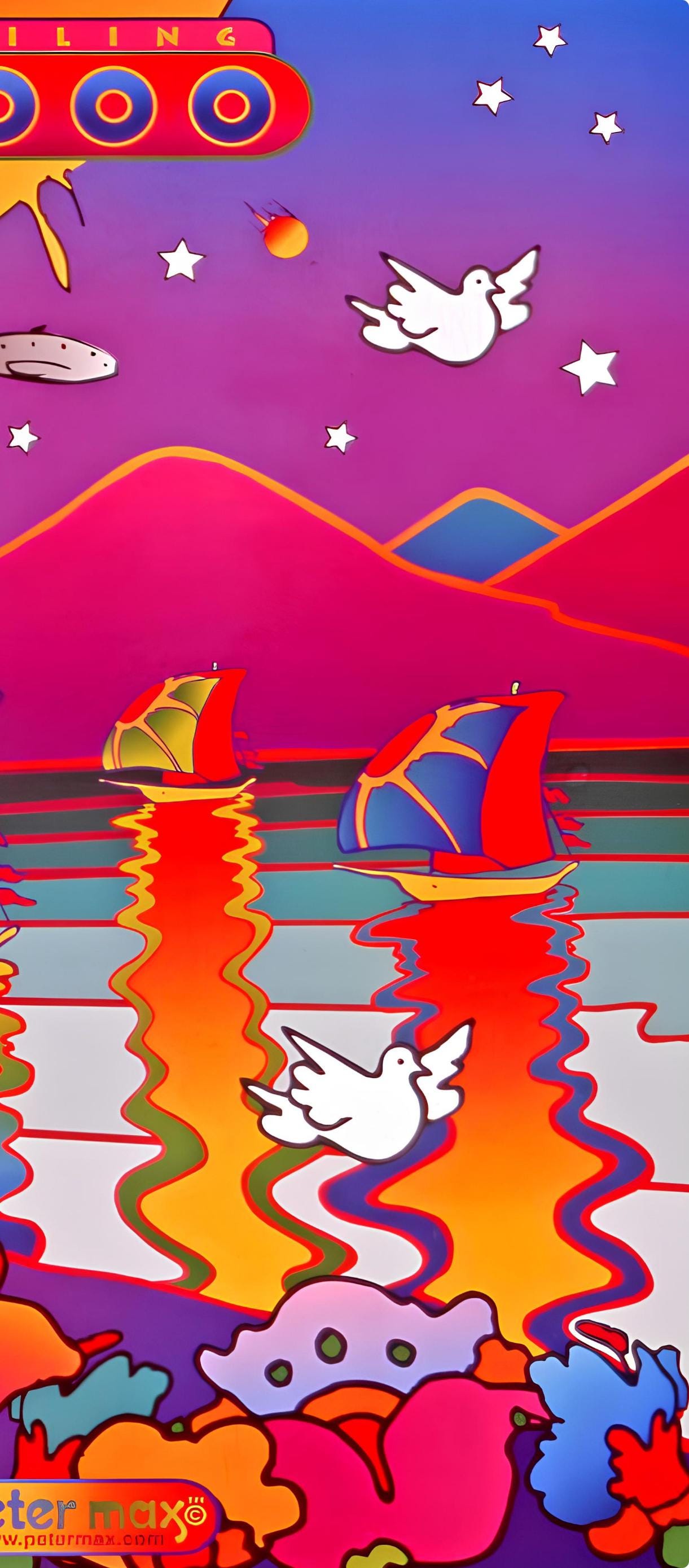 Peter Max, Sailing, 2000, 1999, Hand Signed, Official Edition Offset Lithograph