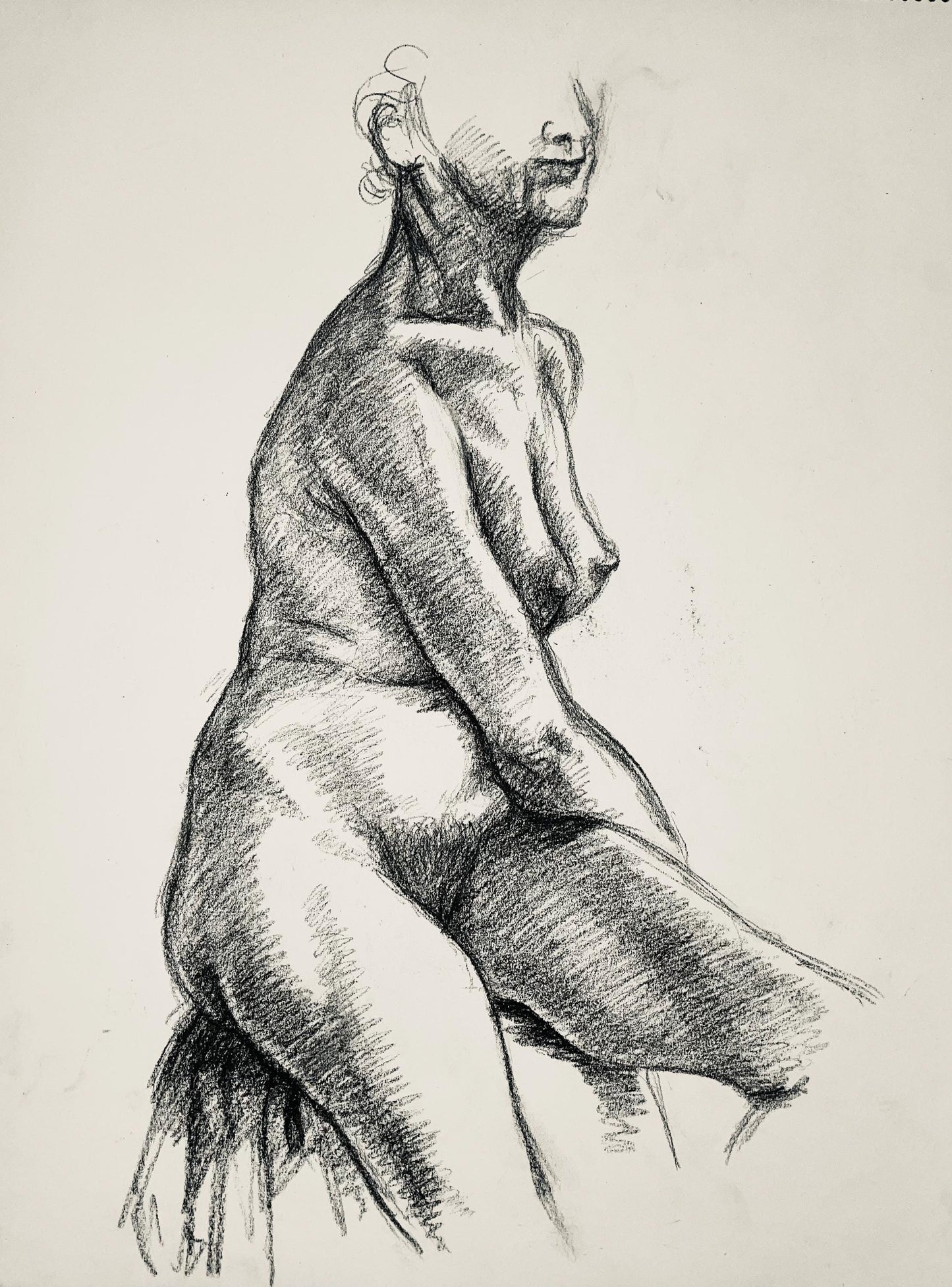 Ian Hornak, Renaissance Female Nude Figure Study, 1963, Original Drawing