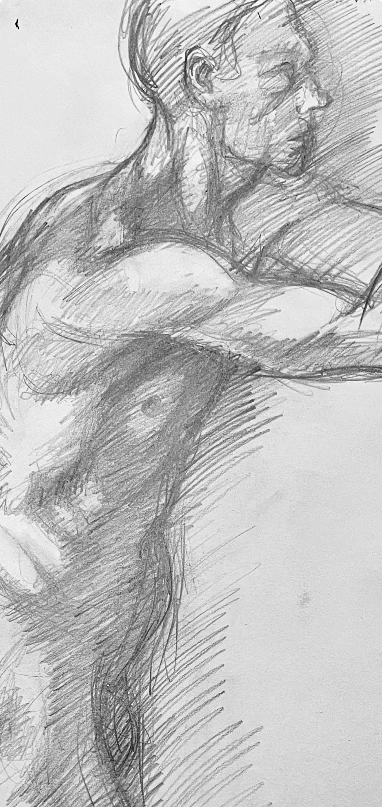 Ian Hornak, Renaissance Male Nude Figure Study, 1963, Original Drawing