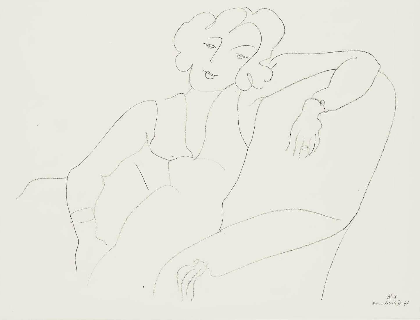 Henri Matisse, Srie B, Var. 3 (Duthuit 9), Henri Matisse, Dessins, Thmes Et Variations, Lithograph