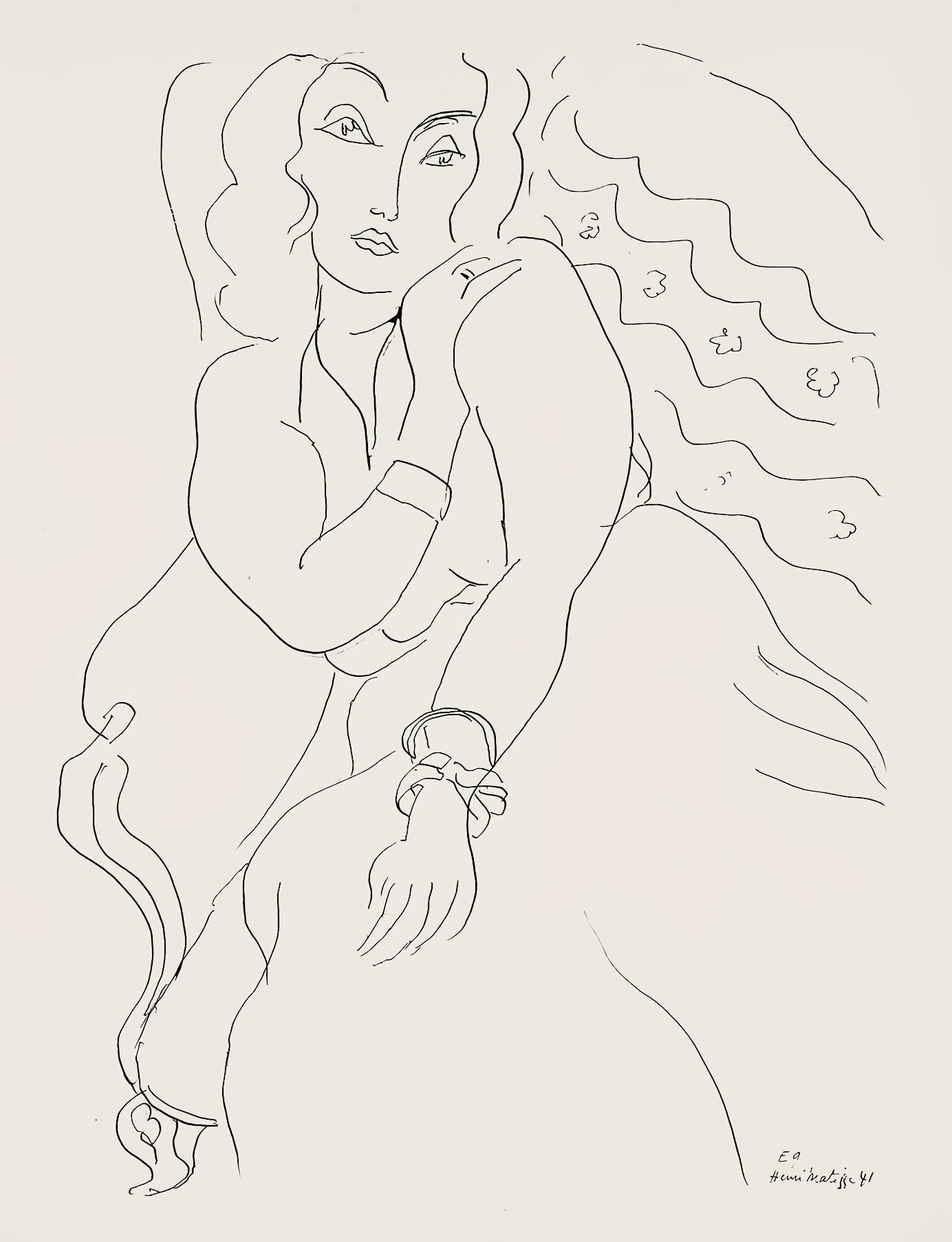 Henri Matisse, Srie E, Var. 9 (Duthuit 9), Henri Matisse, Dessins, Thmes Et Variations, Lithograph