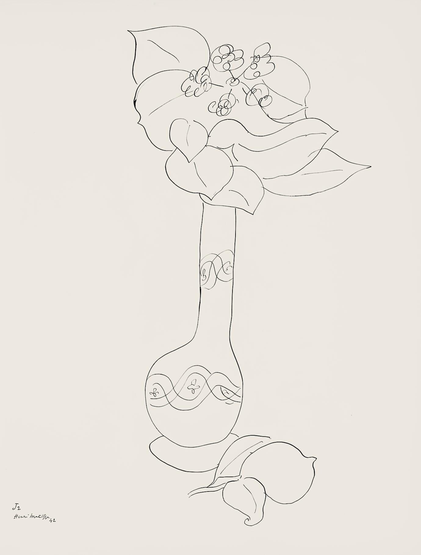 Henri Matisse, Srie J, Var. 2 (Duthuit 9), Henri Matisse, Dessins, Thmes Et Variations, Lithograph