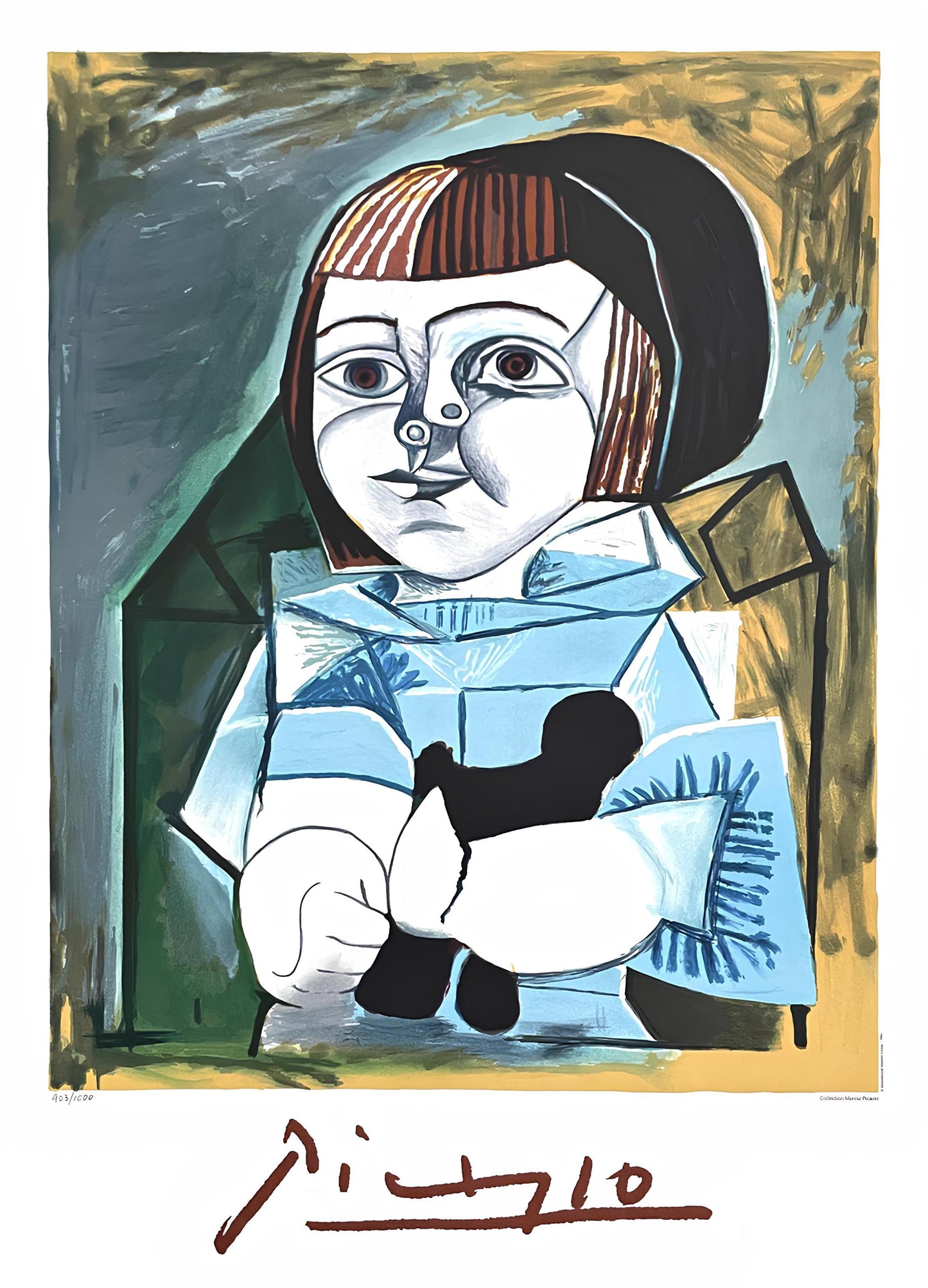 Pablo Picasso, Paloma En Bleu, Marina Picasso Collection, Official Lithograph