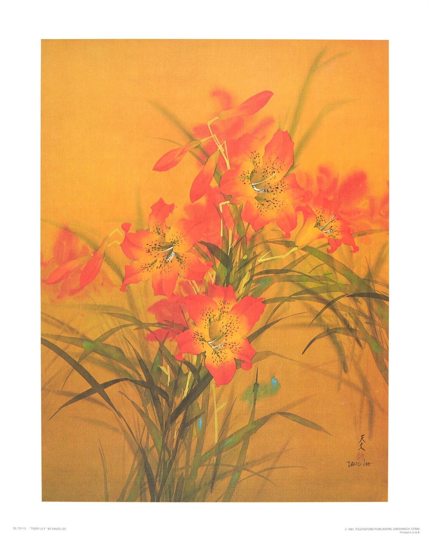 David Lee, Tiger Lillies, Original Edition Offset Lithograph