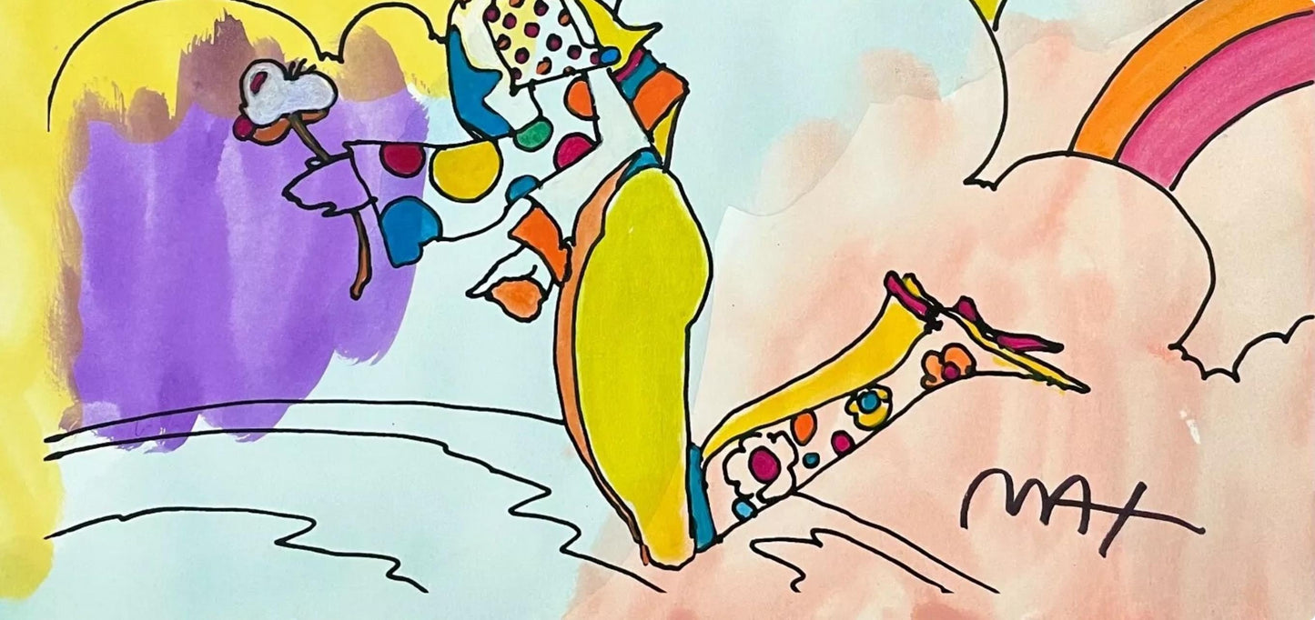 Peter Max, Superbly Free, Hand Signed, Mixed Media Watercolor And Silkscreen Painting
