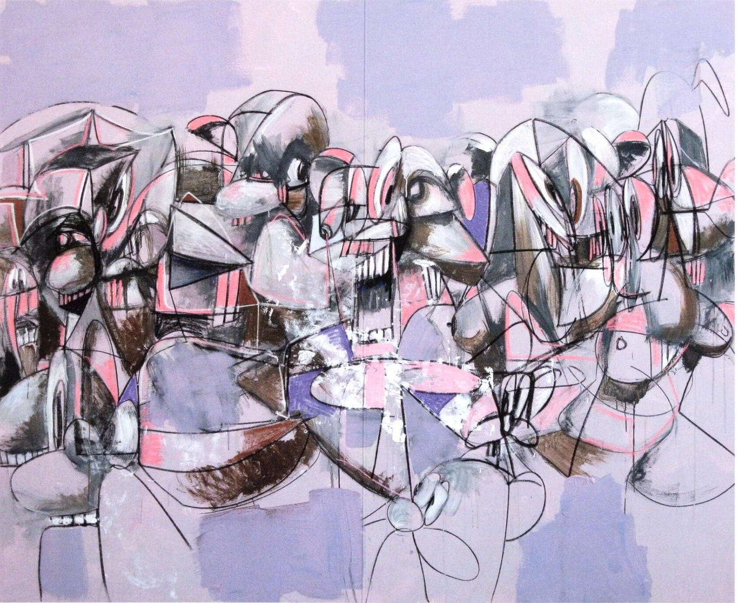 George Condo, Purple Compression, Drawing Paintings, Four Color Process Print