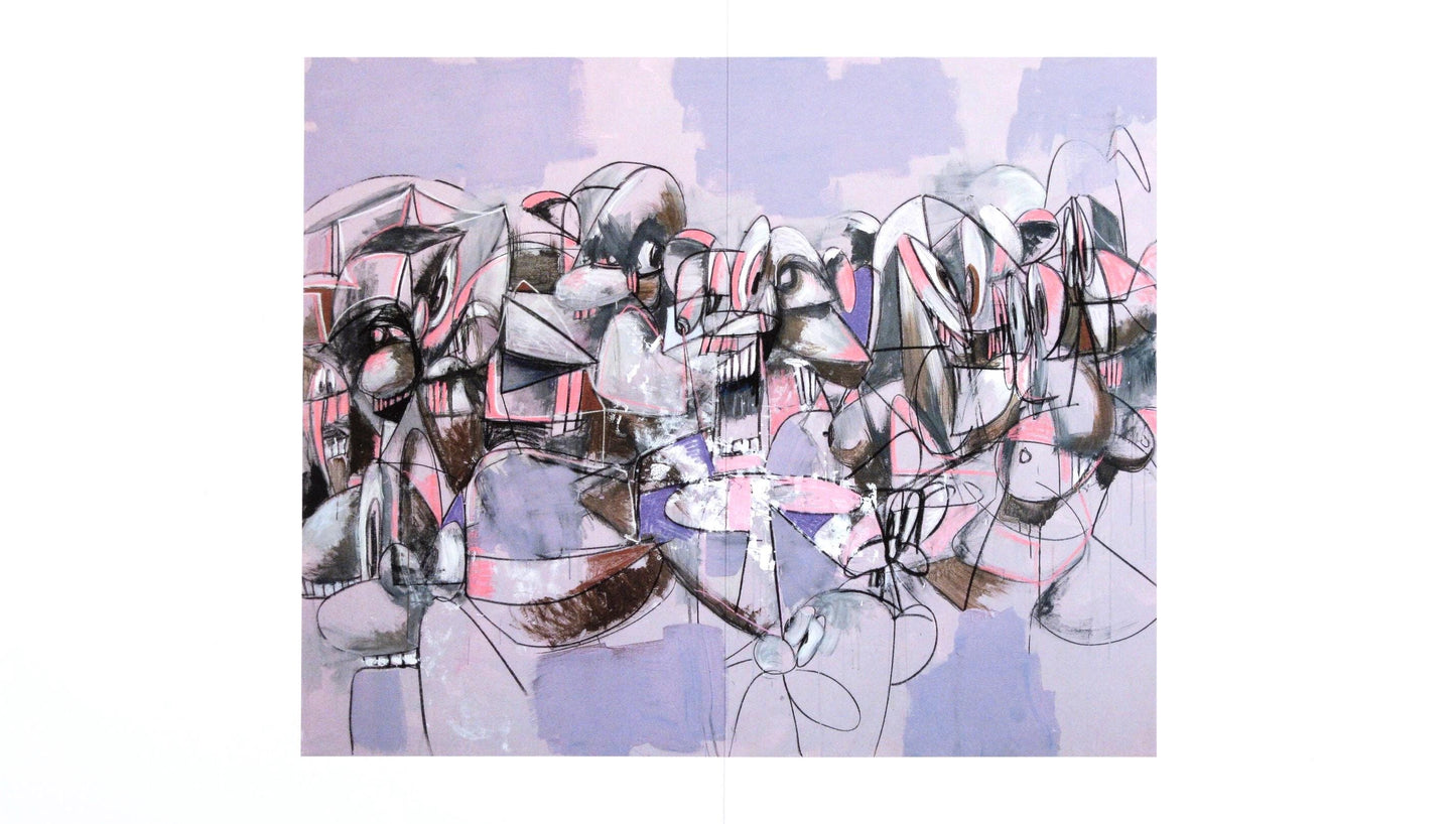 George Condo, Purple Compression, Drawing Paintings, Four Color Process Print