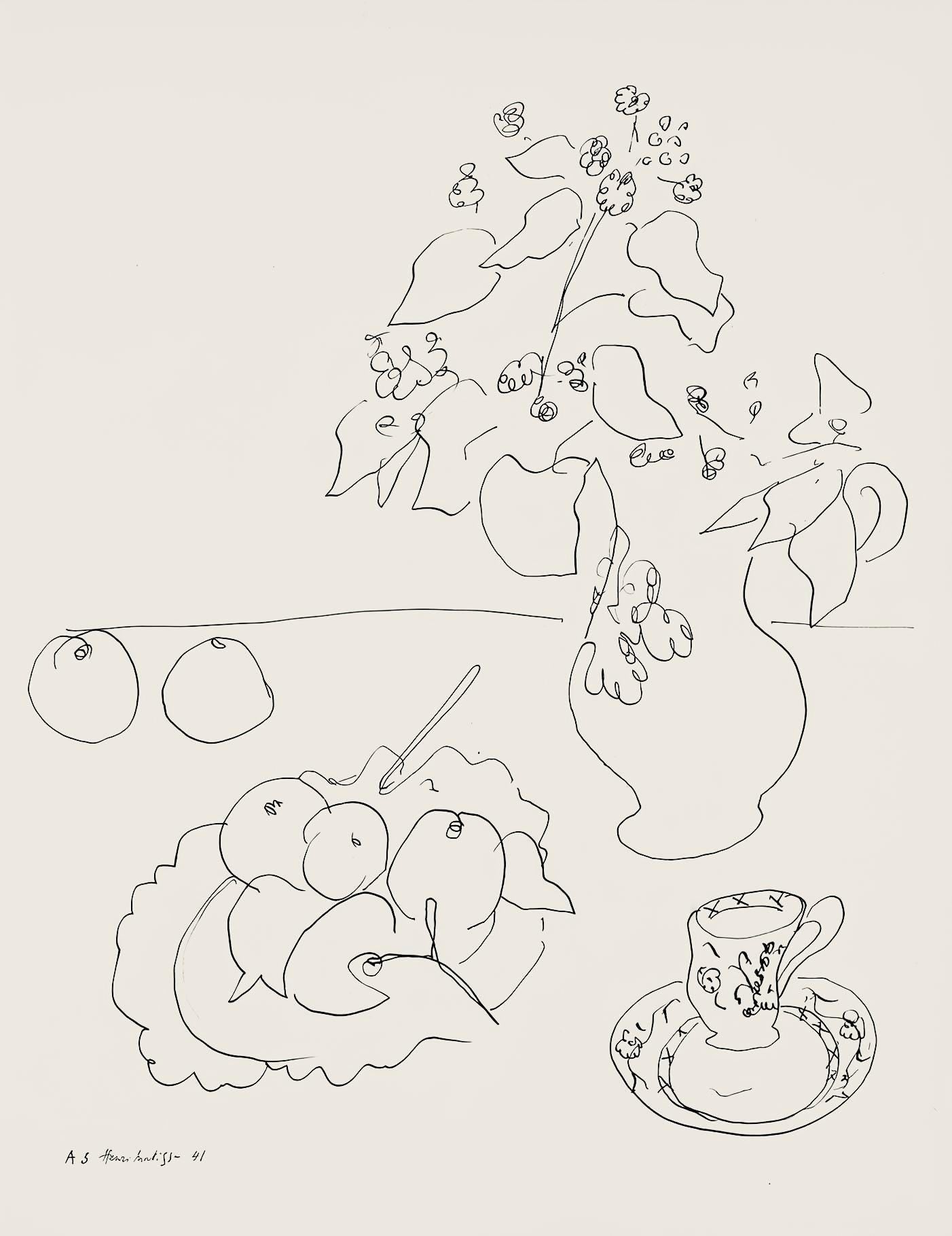 Henri Matisse, Srie A, Var. 3 (Duthuit 9), Henri Matisse, Dessins, Thmes Et Variations, Lithograph