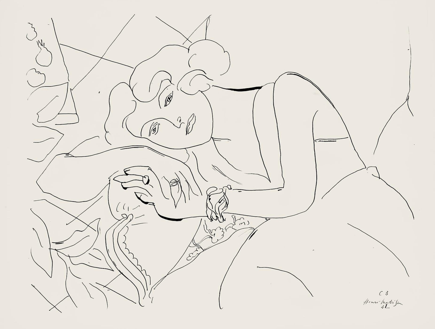 Henri Matisse, Srie C, Var. 3 (Duthuit 9), Henri Matisse, Dessins, Thmes Et Variations, Lithograph