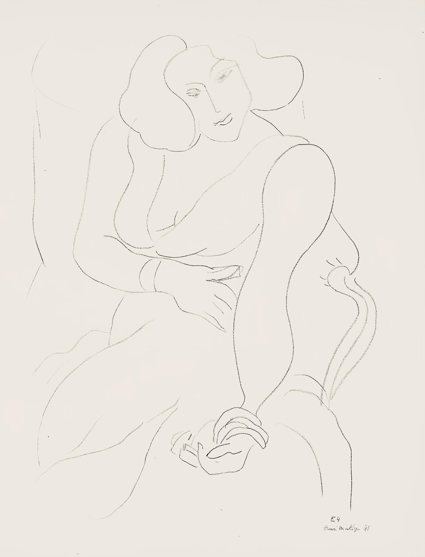 Henri Matisse, Srie E, Var. 4 (Duthuit 9), Henri Matisse, Dessins, Thmes Et Variations, Lithograph