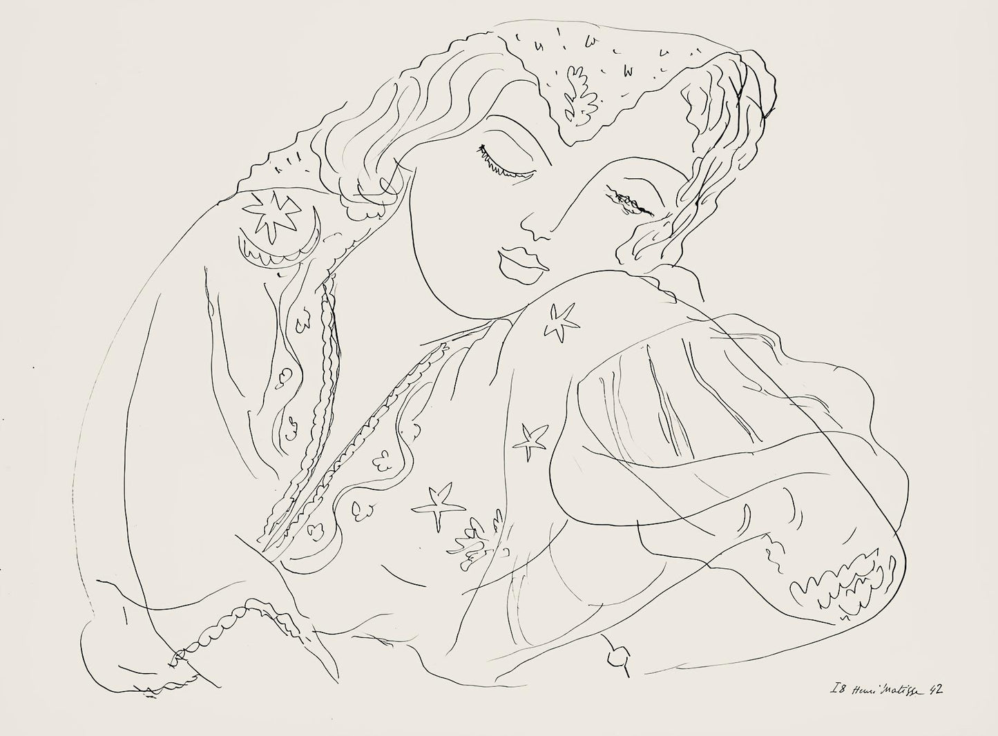 Henri Matisse, Srie I, Var. 8 (Duthuit 9), Henri Matisse, Dessins, Thmes Et Variations, Lithograph