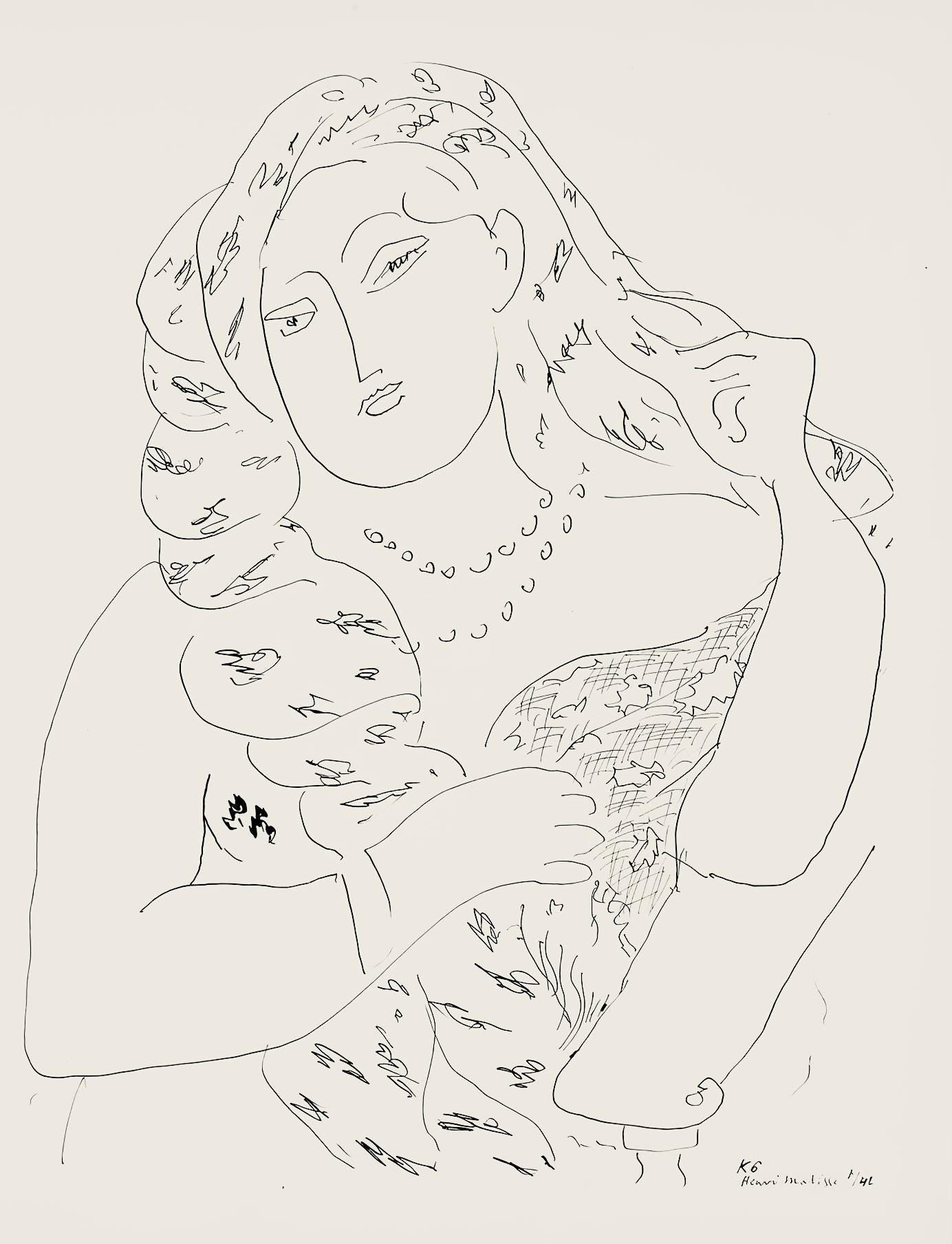 Henri Matisse, Srie K, Var. 6 (Duthuit 9), Henri Matisse, Dessins, Thmes Et Variations, Lithograph