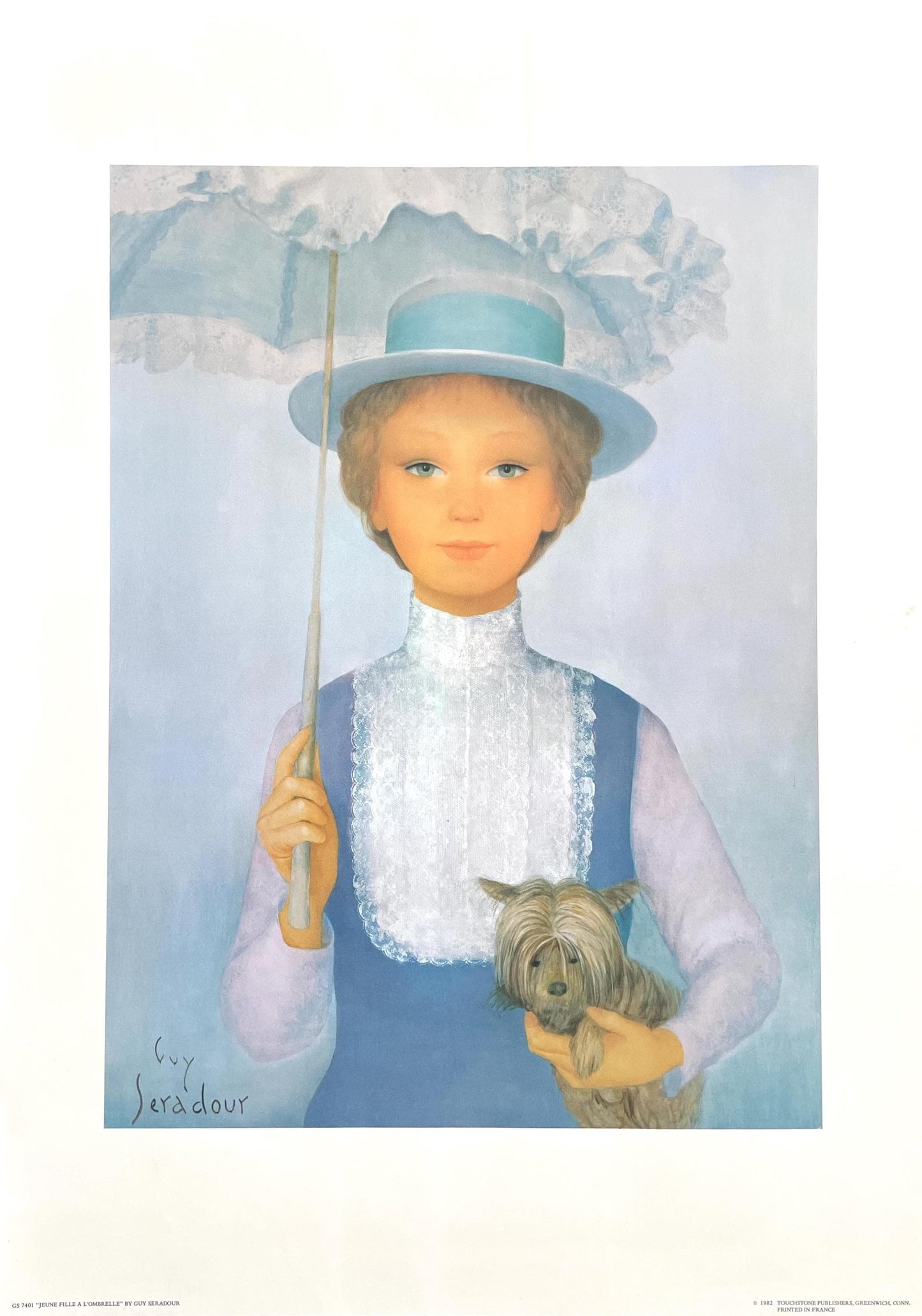 Guy Sradour, Jeune Fille L'Ombrelle, Original Edition Offset Lithograph