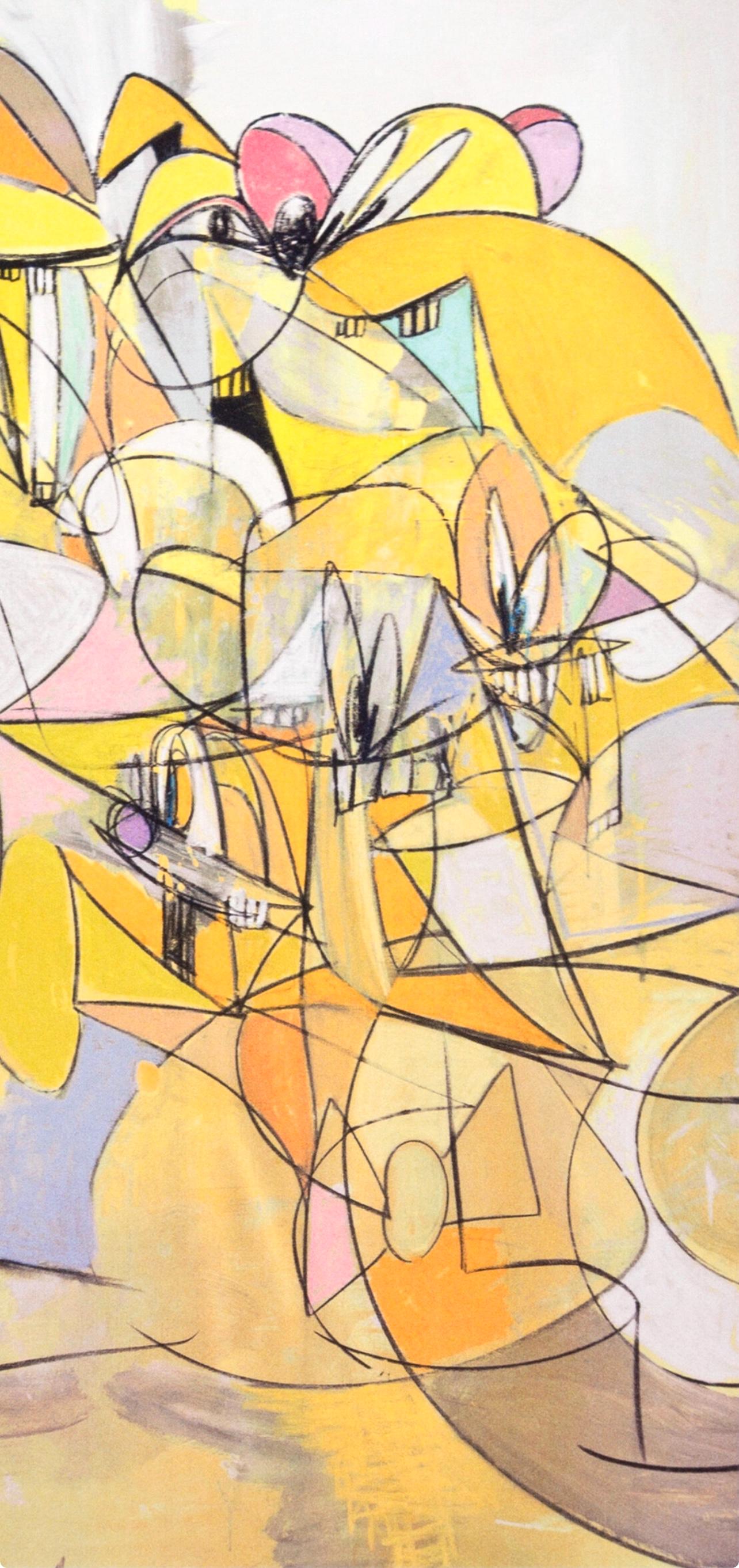 George Condo, Pink And Yellow Sweep, Drawing Paintings, Four Color Process Print