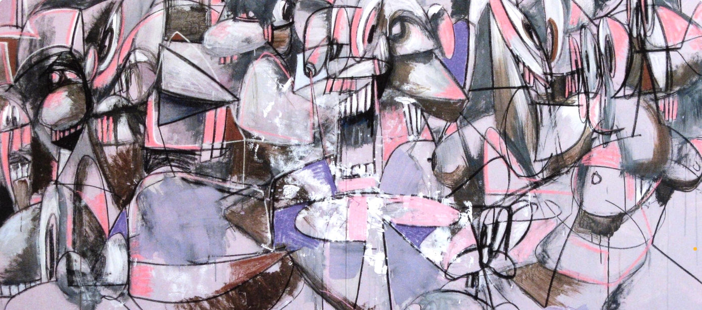 George Condo, Purple Compression, Drawing Paintings, Four Color Process Print