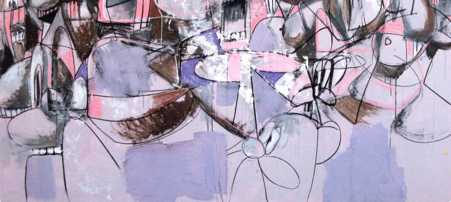 George Condo, Purple Compression, Drawing Paintings, Four Color Process Print