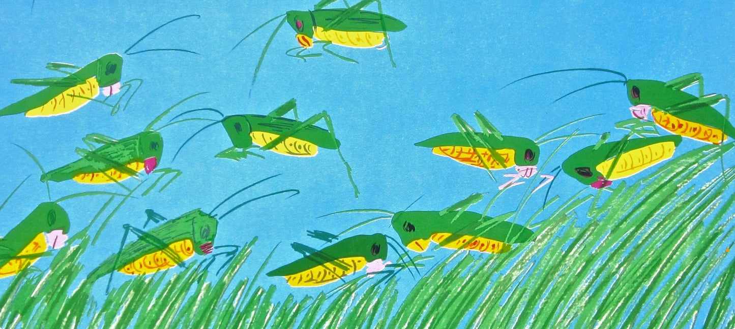 Walasse Ting ???, Lucky Grasshoppers, Lithograph