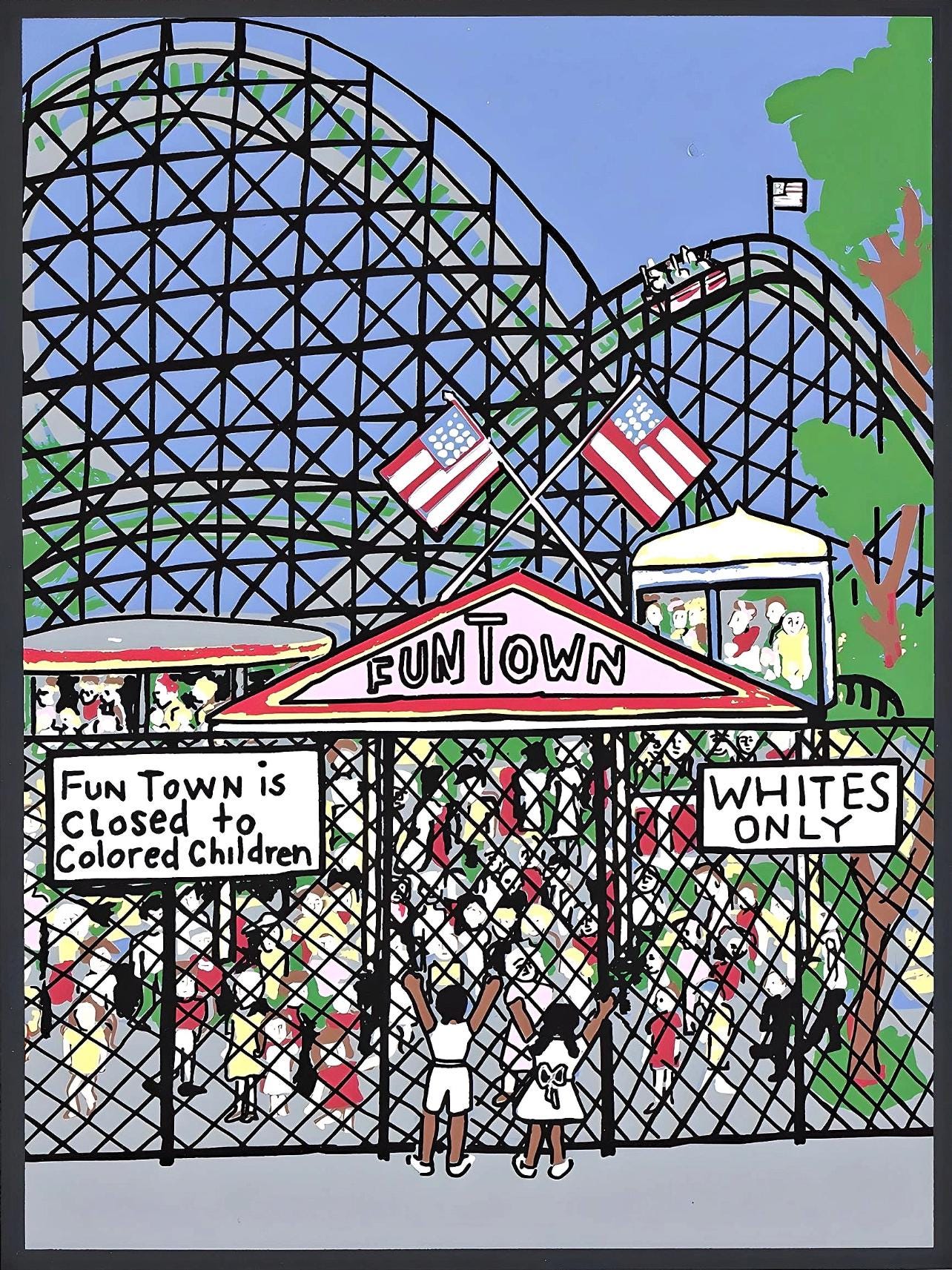 Faith Ringgold, For Whites Only, Letter From Birmingham City Jail, Silkscreen