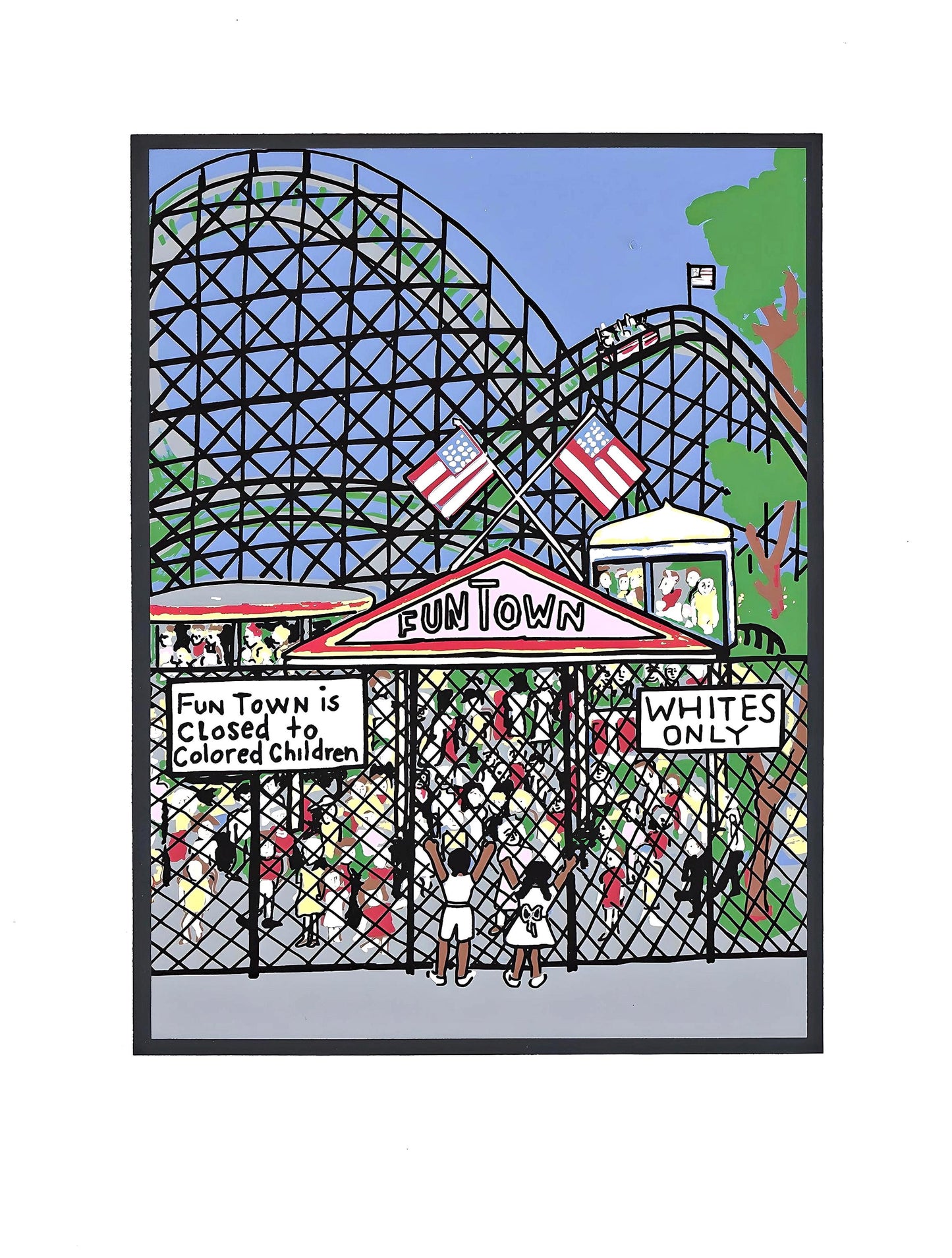 Faith Ringgold, For Whites Only, Letter From Birmingham City Jail, Silkscreen