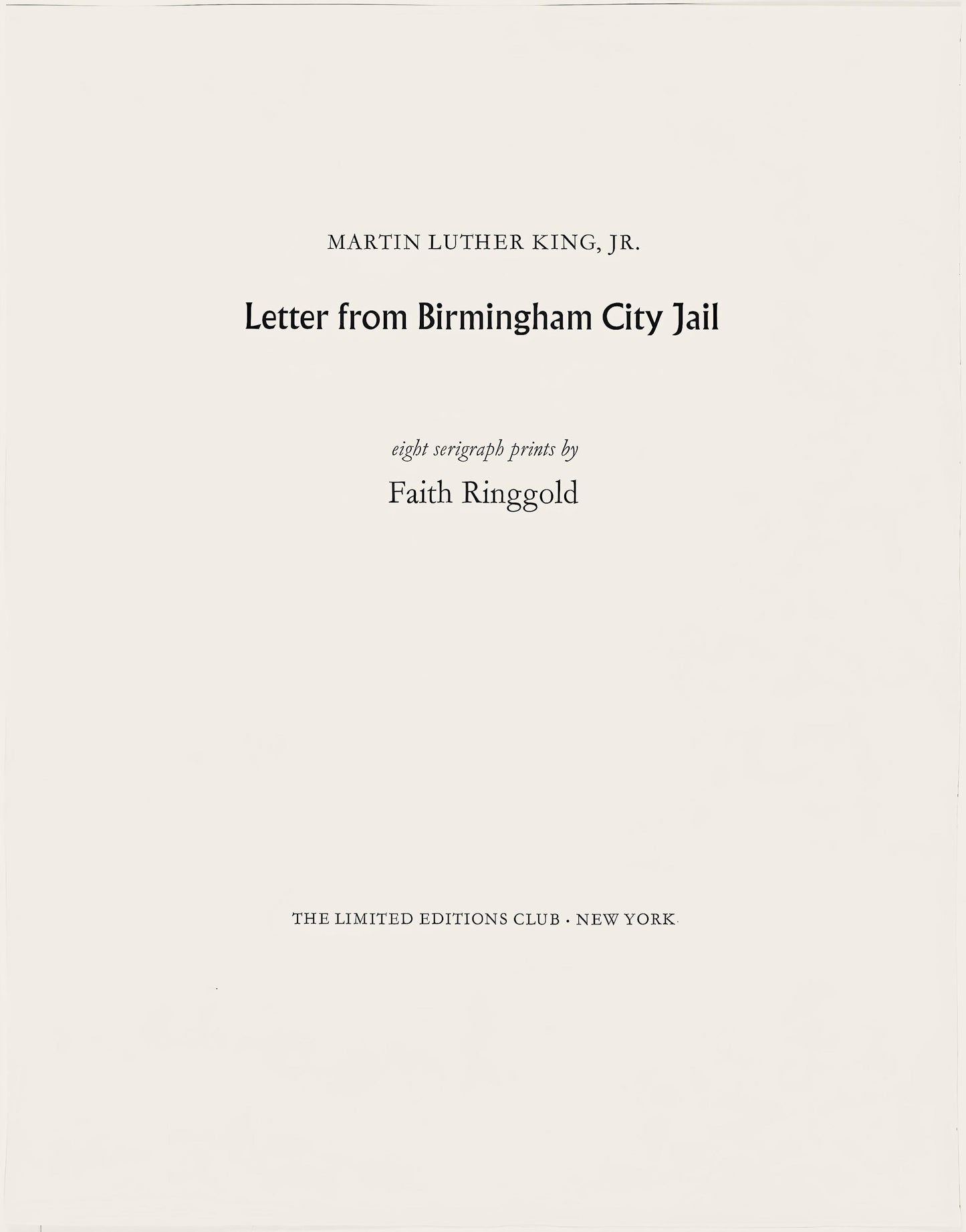 Faith Ringgold, For Whites Only, Letter From Birmingham City Jail, Silkscreen