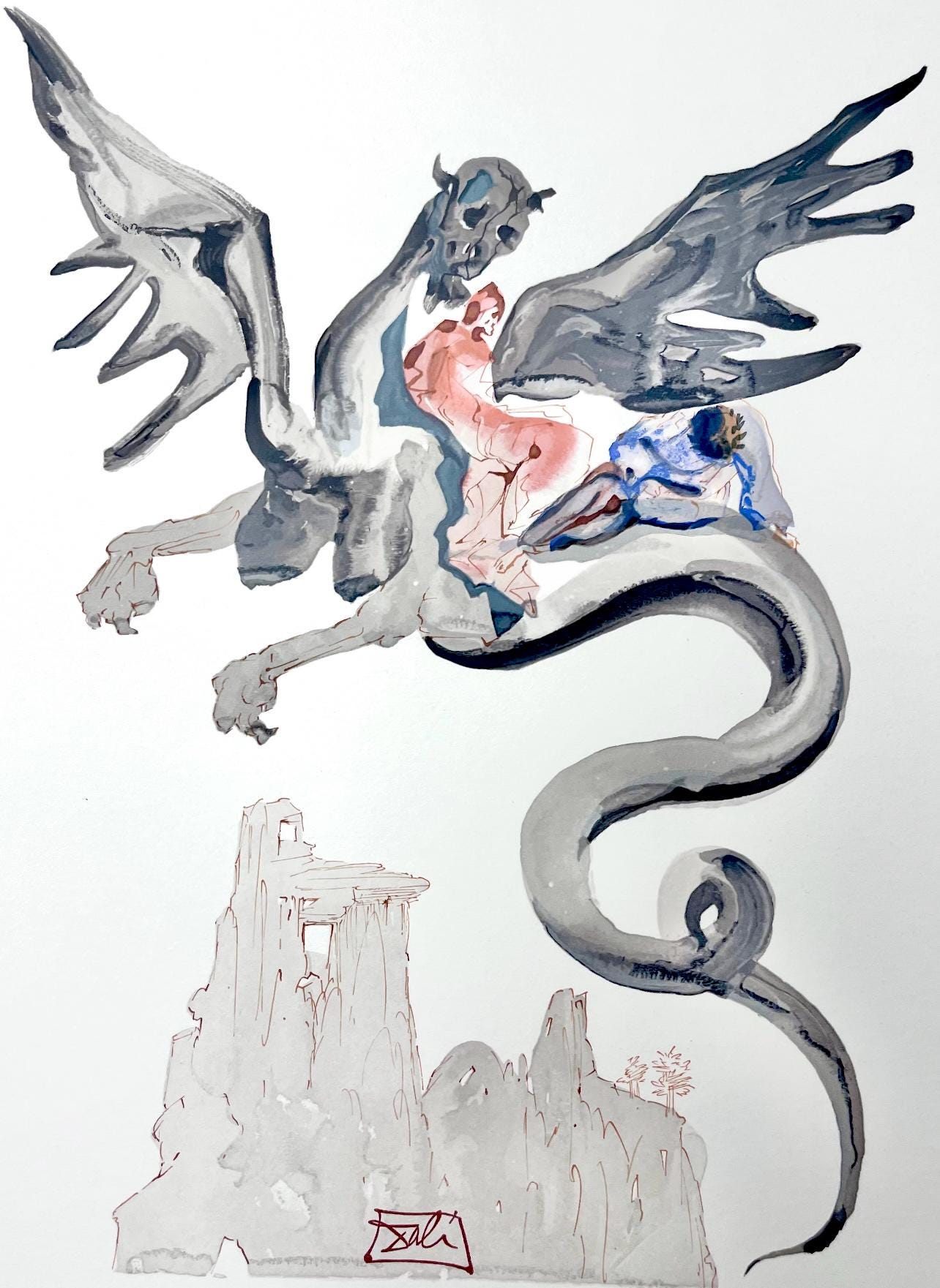 Salvador Dali, Hlle Xvii (Field 189-200; Michler/Lpsinger 1039-1138), Die Gttliche Komdie, Signed,