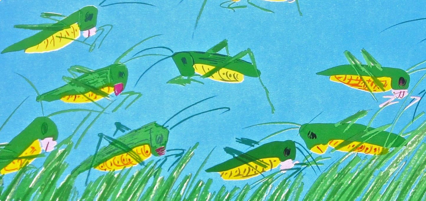 Walasse Ting ???, Lucky Grasshoppers, Lithograph