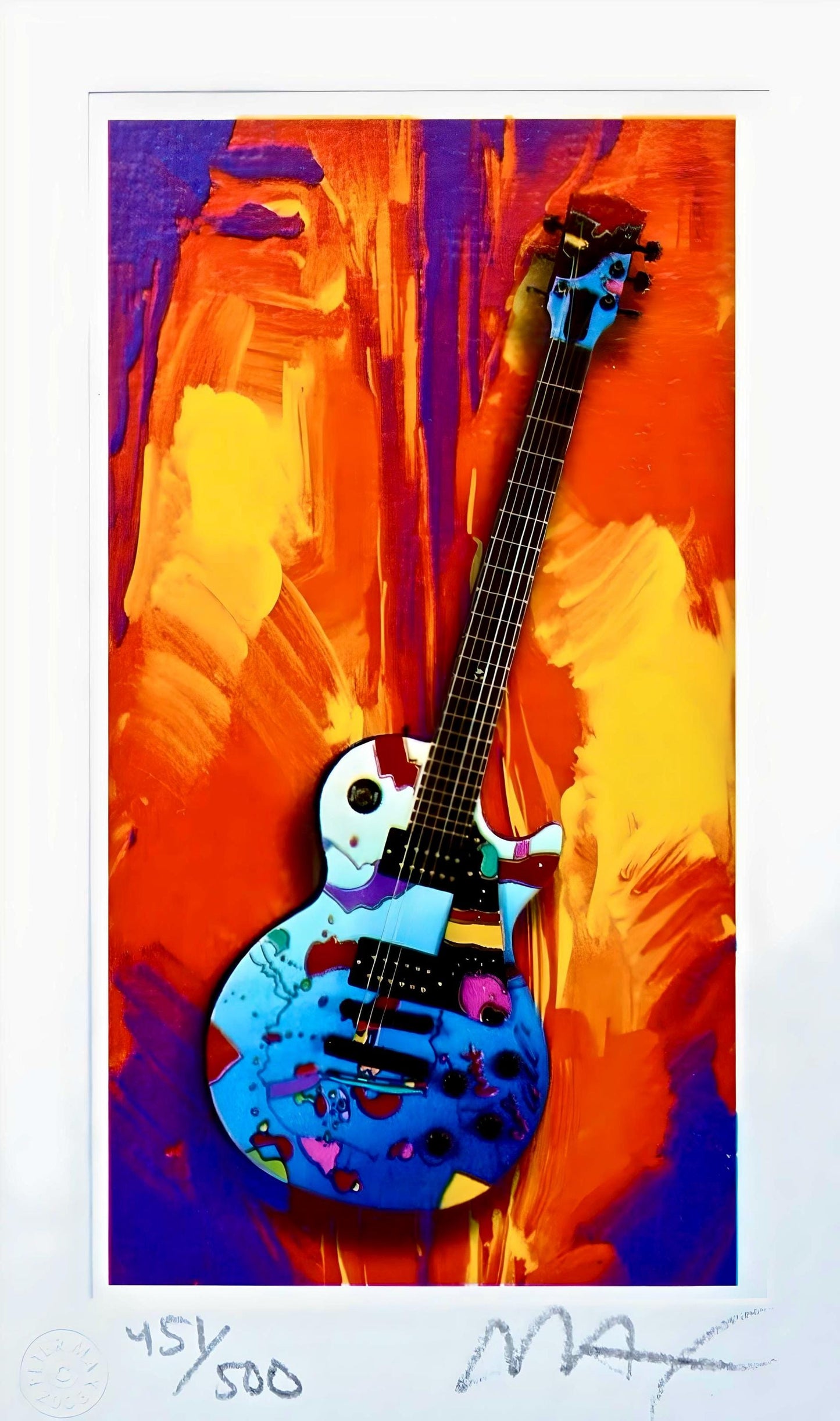 Peter Max, Rock N' Roll Guitar Iii, Hand Signed, Official Lithograph