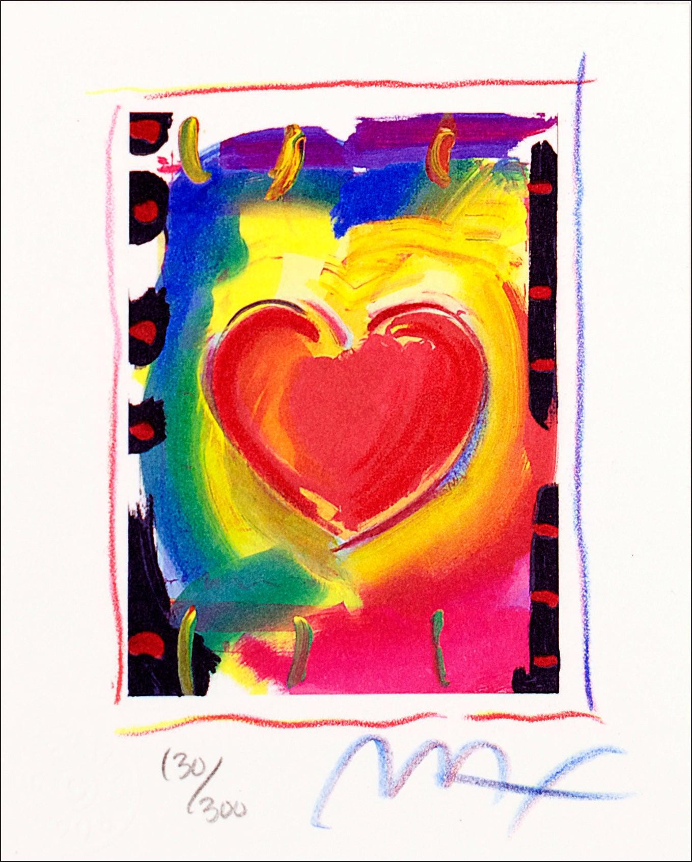 Peter Max, Heart Series I, Hand Signed, Official Lithograph
