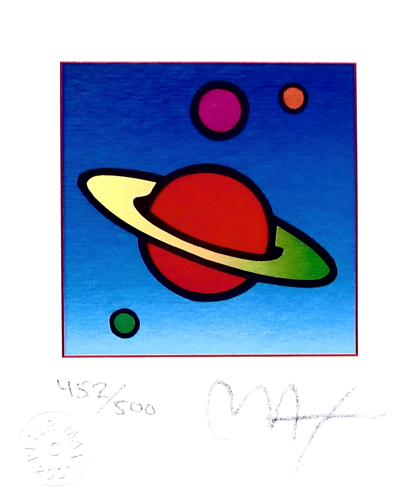 Peter Max, Cosmic Saturn, Hand Signed, Official Lithograph