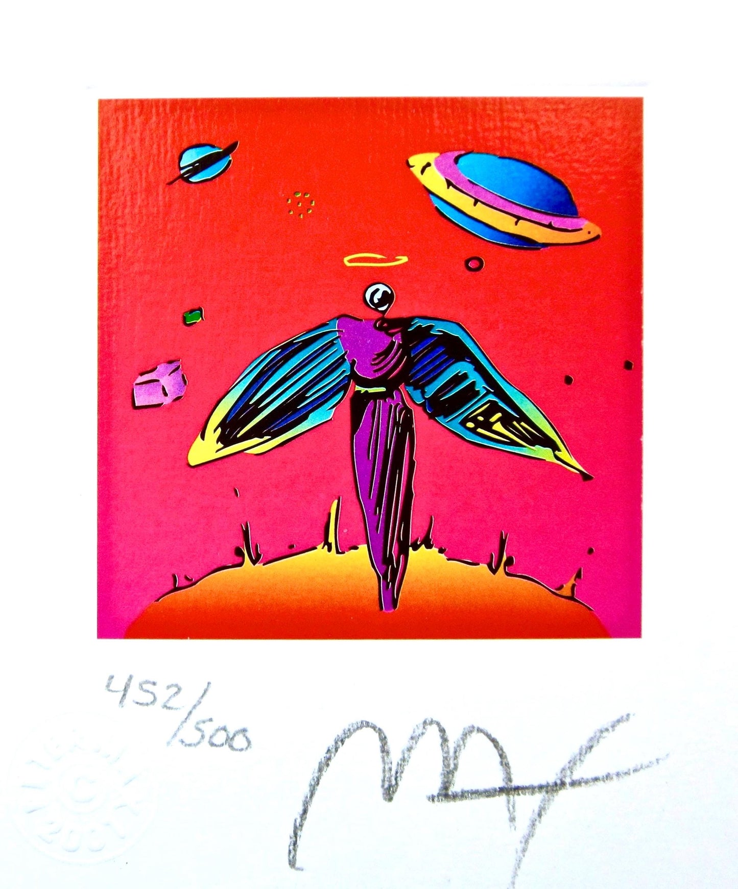Peter Max, Angel And Saturn, Hand Signed, Official Lithograph
