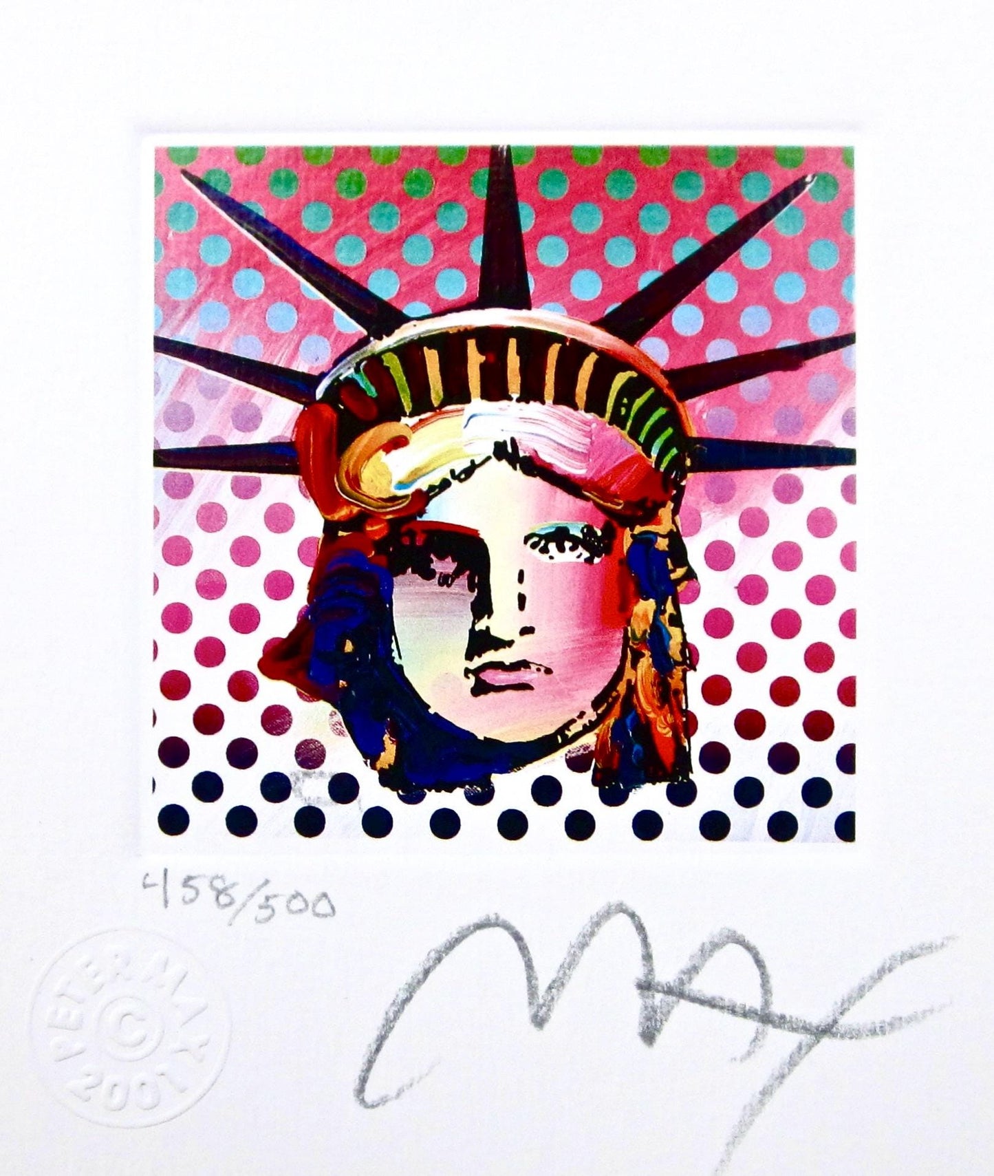 Official Lithograph - Peter Max - Liberty Head II - Hand Signed