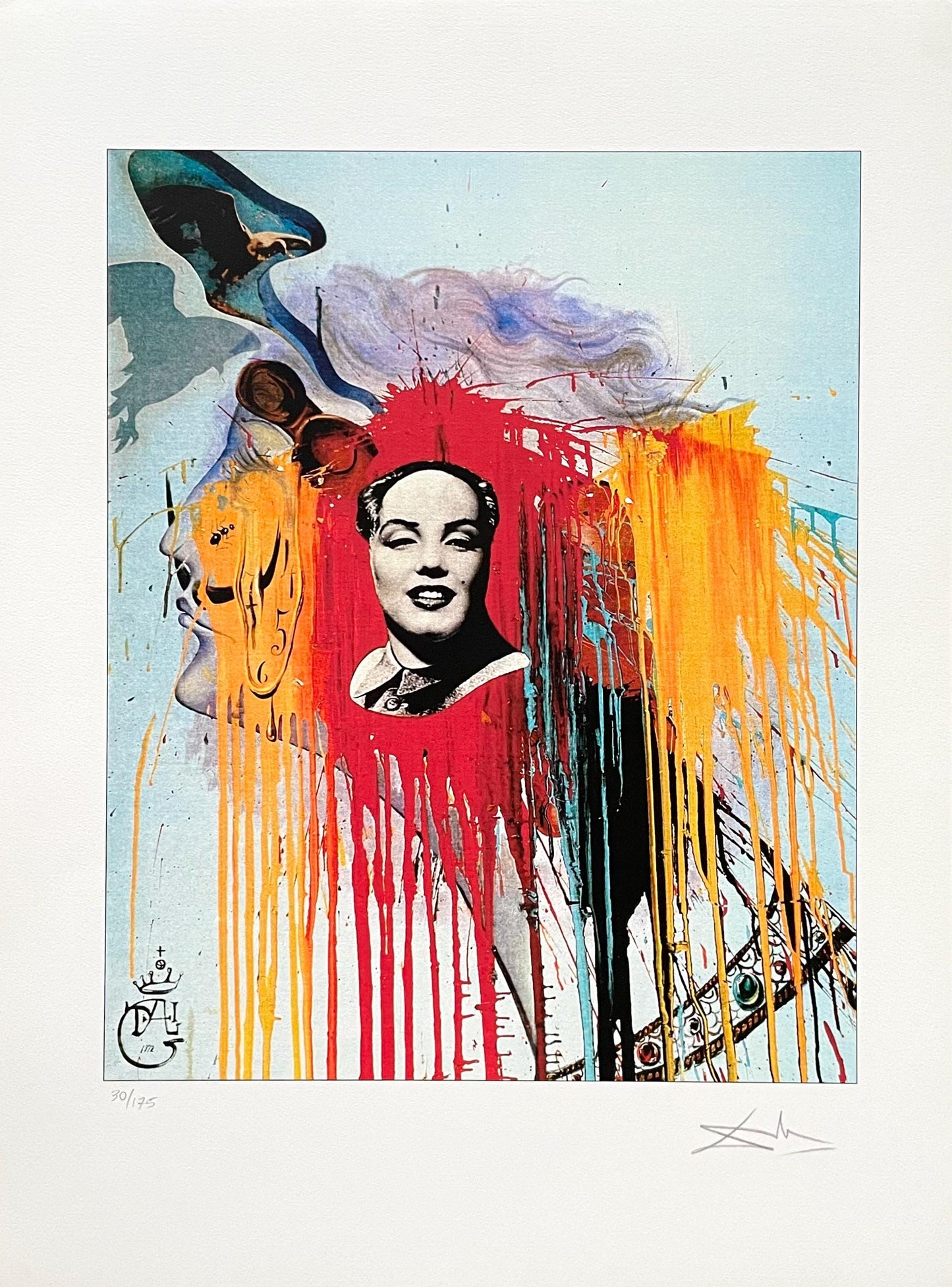 Salvador Dali, Autoportrait (Photomontage "Mao Marilyn" Philippe Halsman), Fac-Smile Signed,