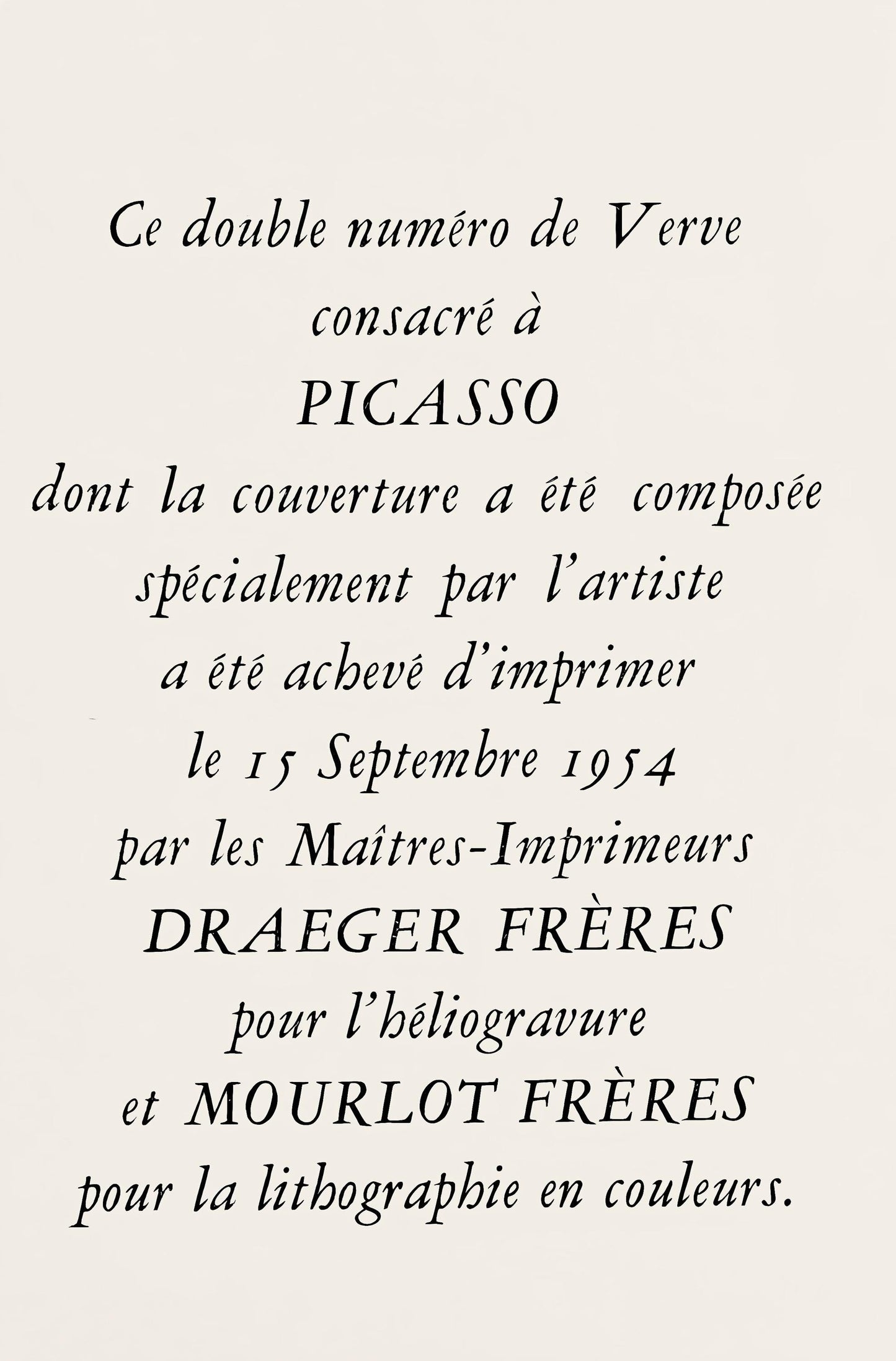Pablo Picasso, Composition, La Comdie Humaine, Verve, Revue Artistique et Littraire, Lithograph