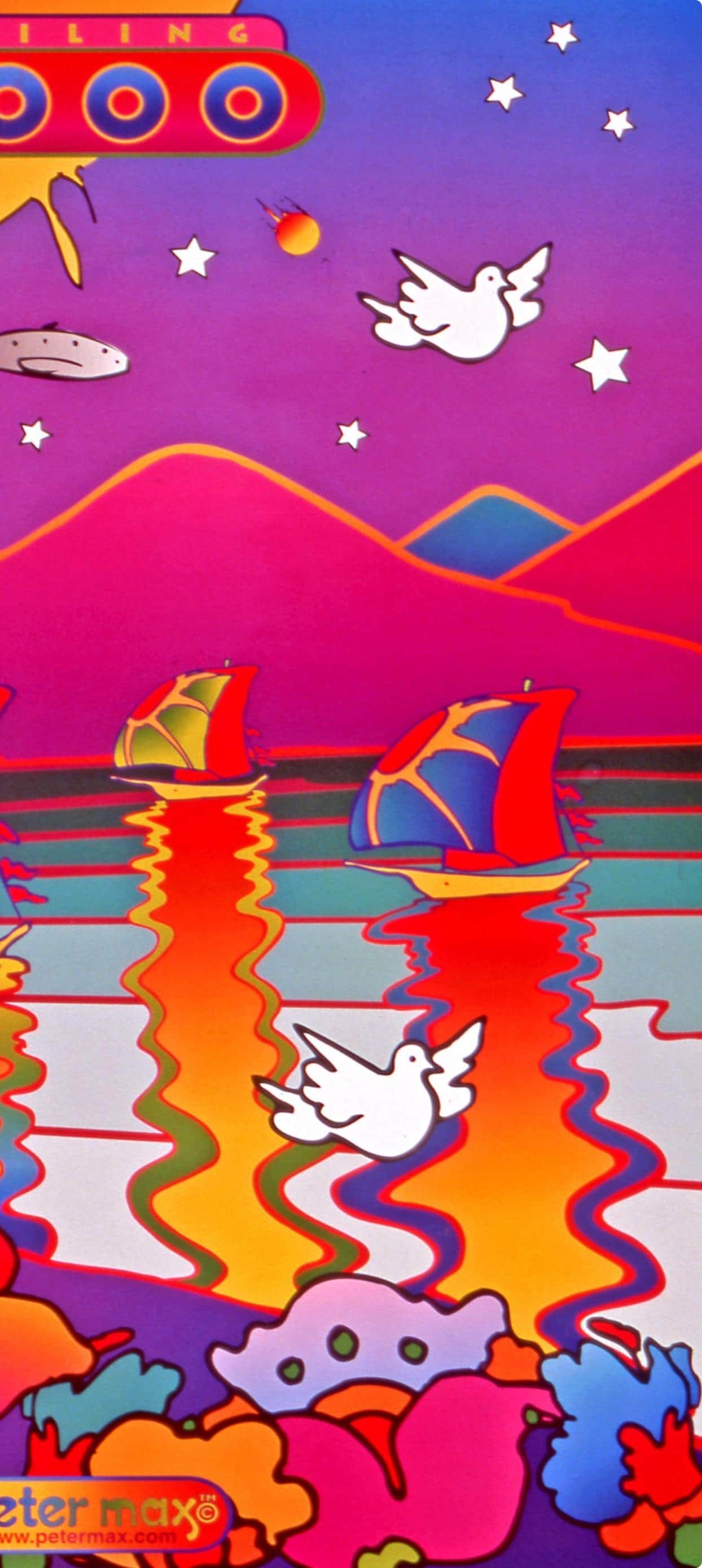 Official Edition Offset Lithograph - Peter Max - Sailing - 2000 - 1999 - Hand Signed