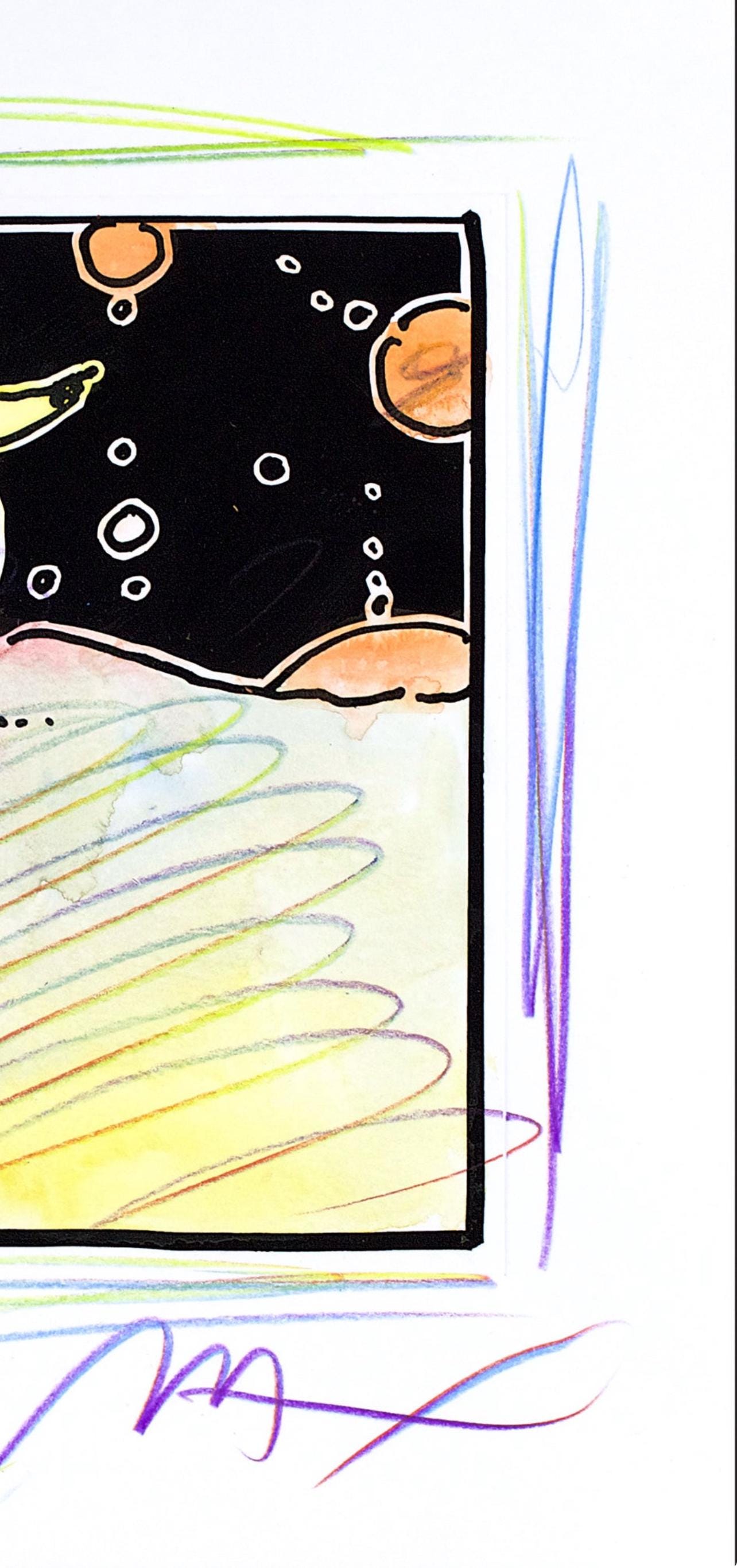 Peter Max, Sage, Black And White Series, Hand Signed, Official Edition Mixed Media