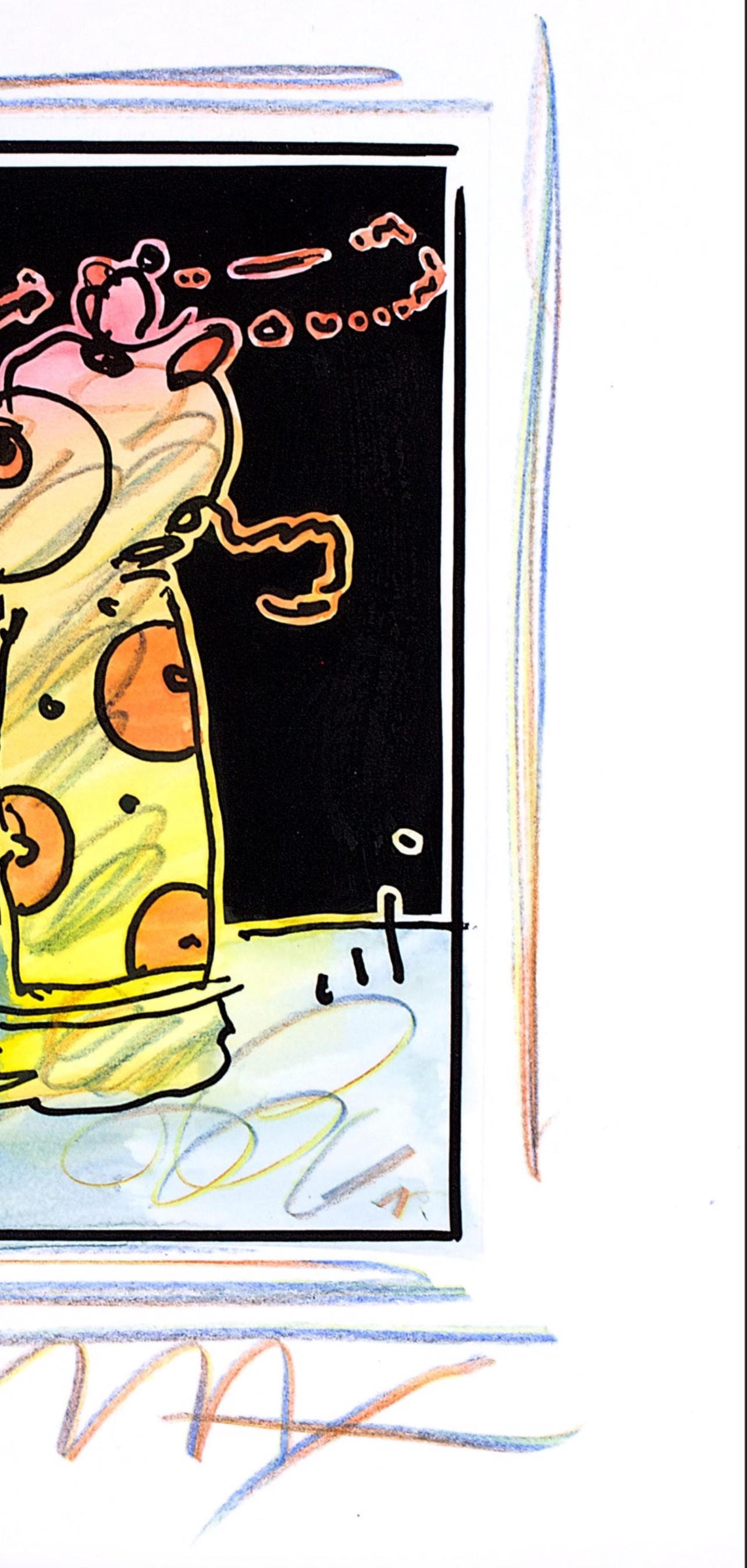 Peter Max, Sage In Wind, Black And White Series, Hand Signed, Official Edition Mixed Media